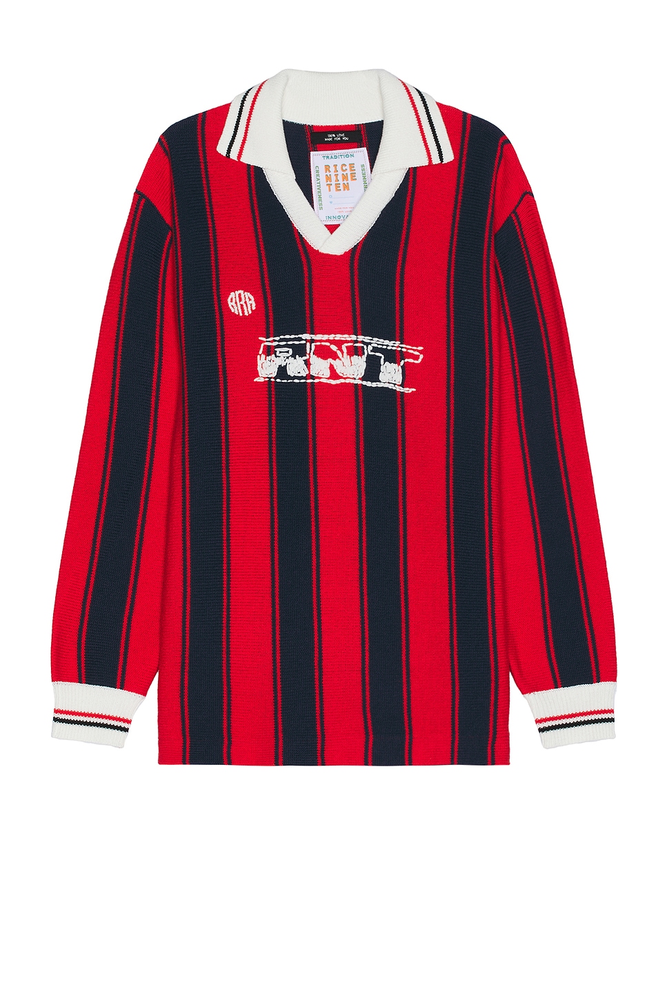 Image 1 of rice nine ten Knitting Long Sleeve Soccer Jersey in Red