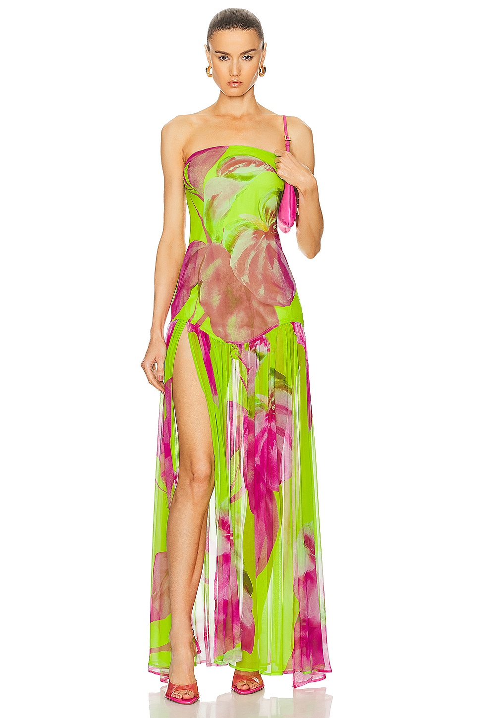 Image 1 of retrofete Marisol Dress in Lime Anthurium