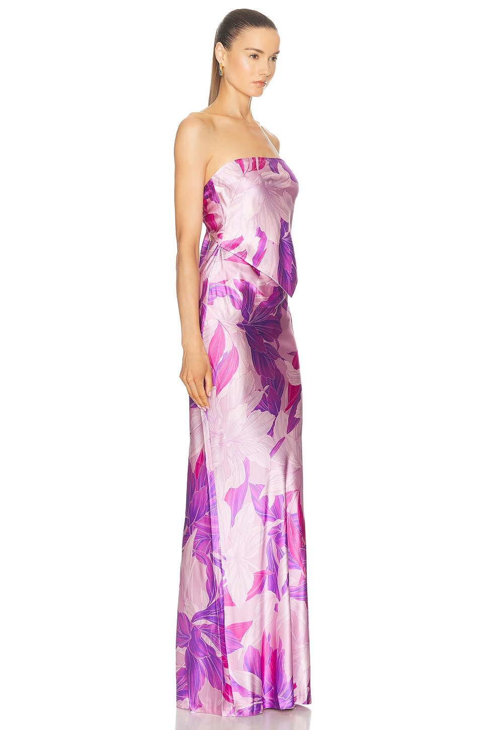 Shop Retroféte Skye Silk Dress In Lavender Botanical