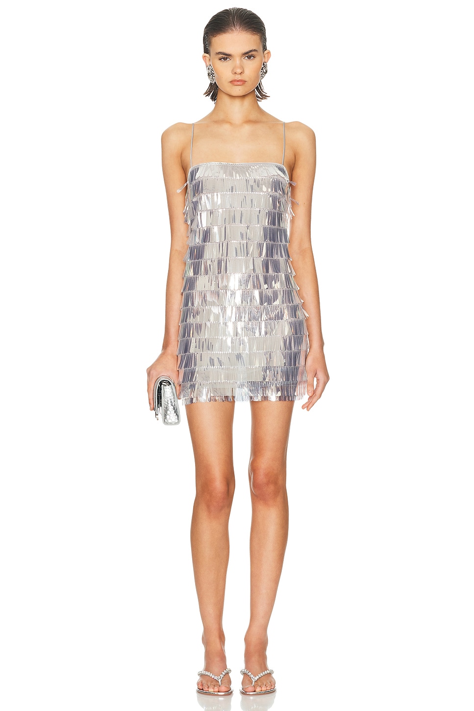 Amalie Sequin Dress in Metallic Silver