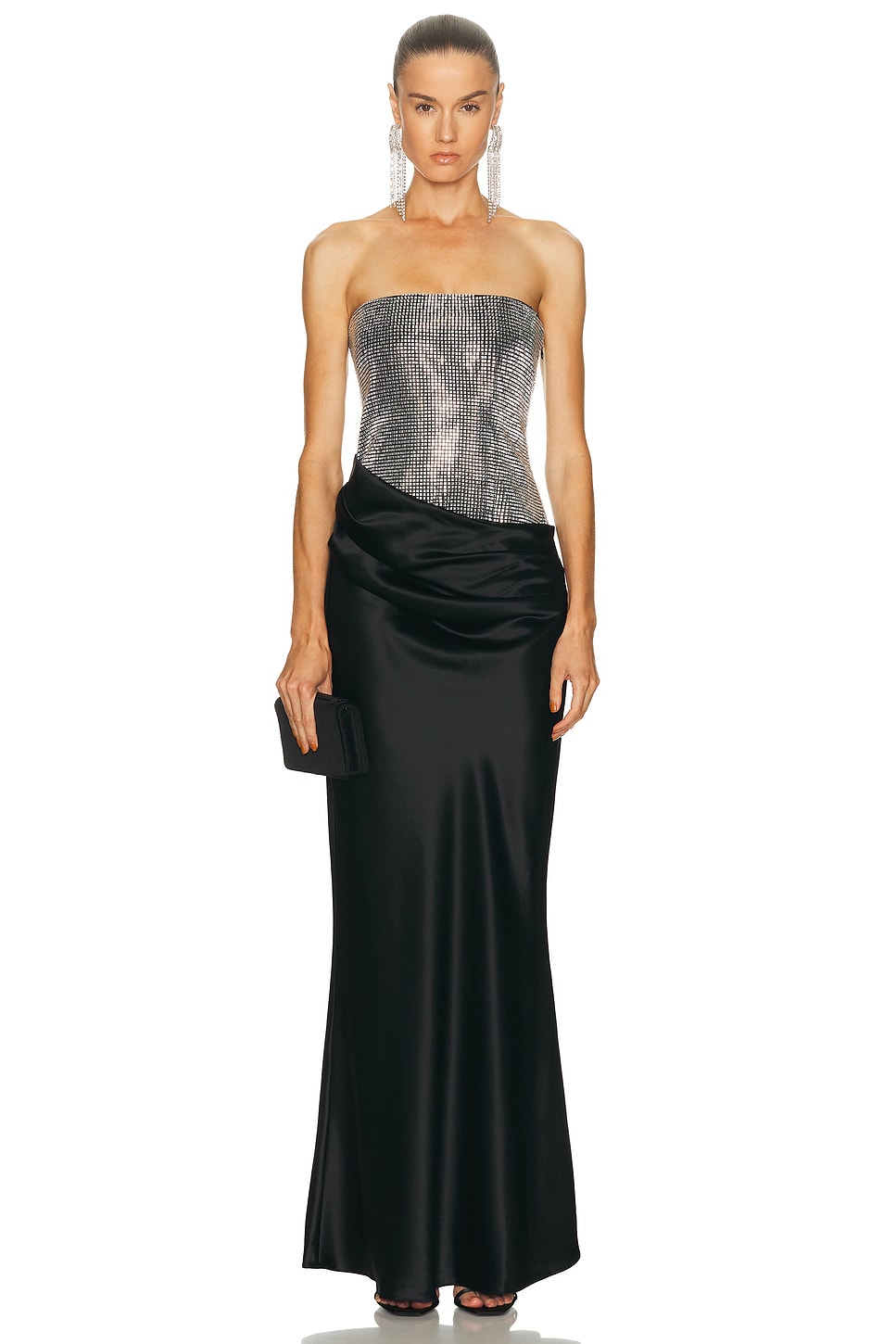 Retroféte Alexandra Strapless Sequin Draped Dress In Multi