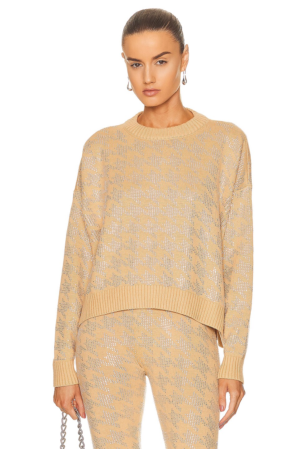 Image 1 of retrofete Mal Sweater in Caramel & Silver Houndstooth