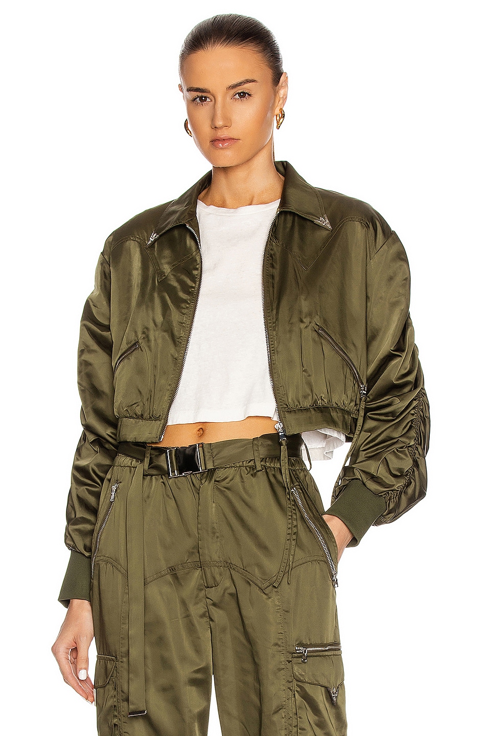Image 1 of retrofete Mia Bomber Jacket in Army Green