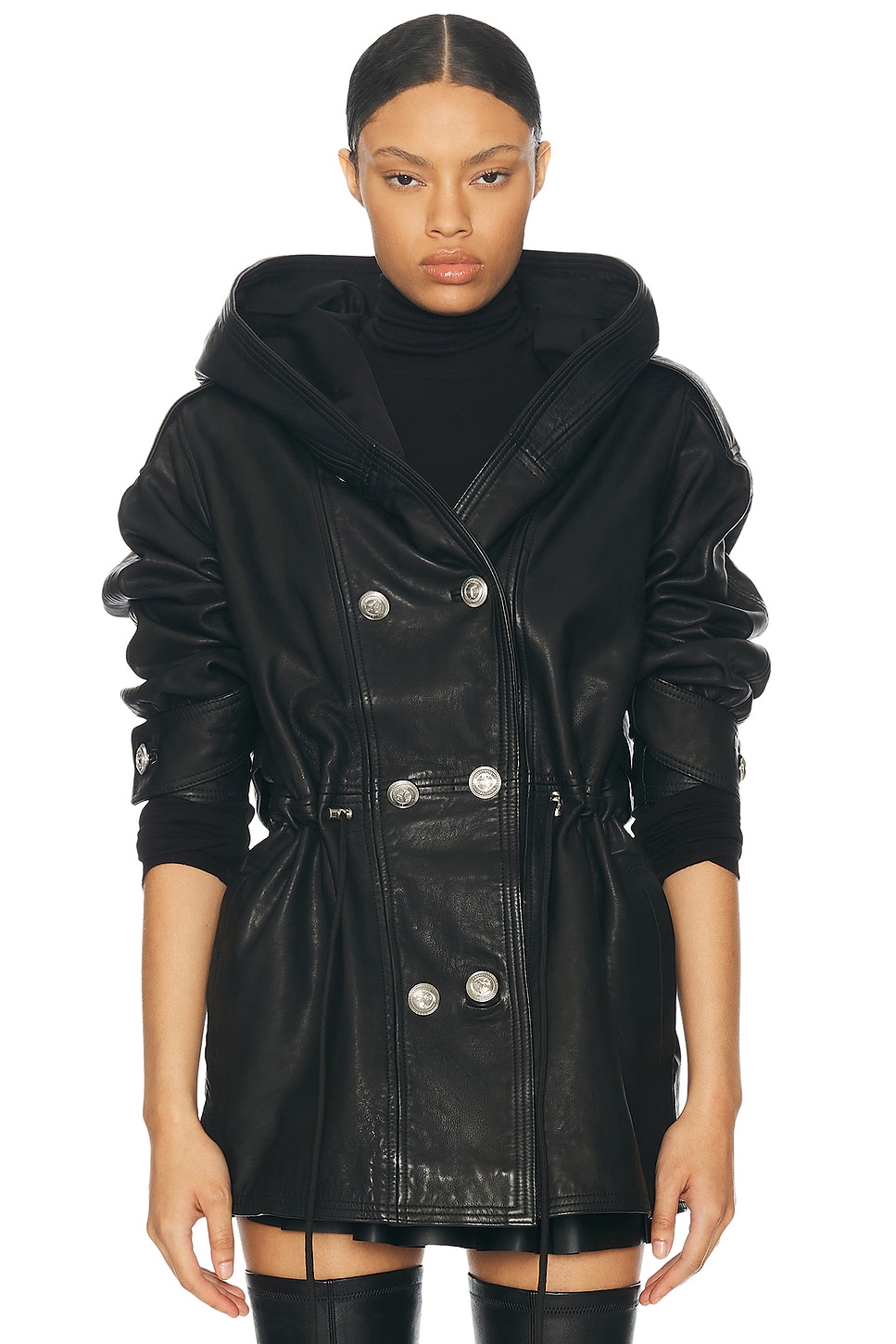 Shop Retroféte Saint Leather Jacket In Black