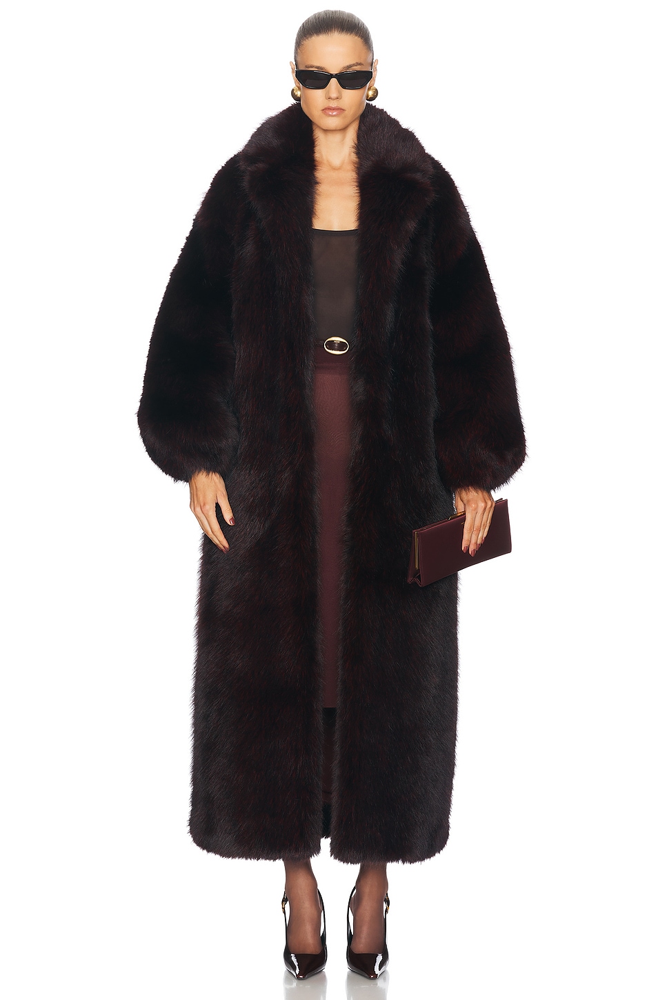 Dasha Faux Fur Jacket in Burgundy