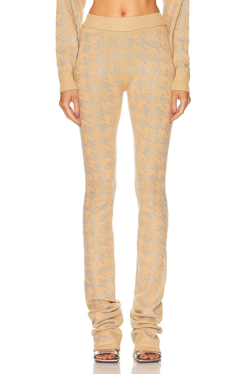 Image 1 of retrofete Desiree Pant in Caramel & Silver Houndstooth
