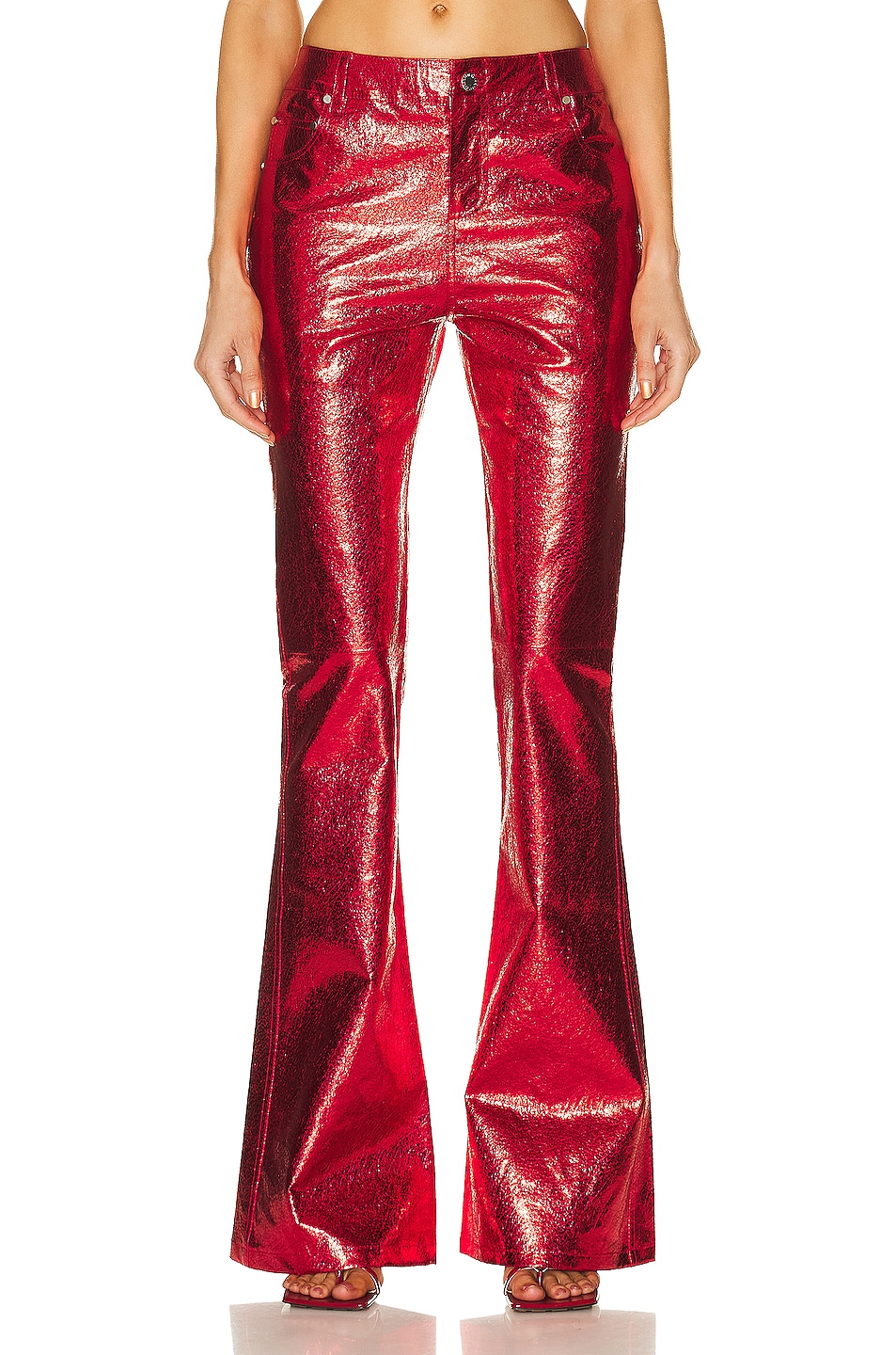 Image 1 of retrofete Lynx Leather Pant in Metallic Red