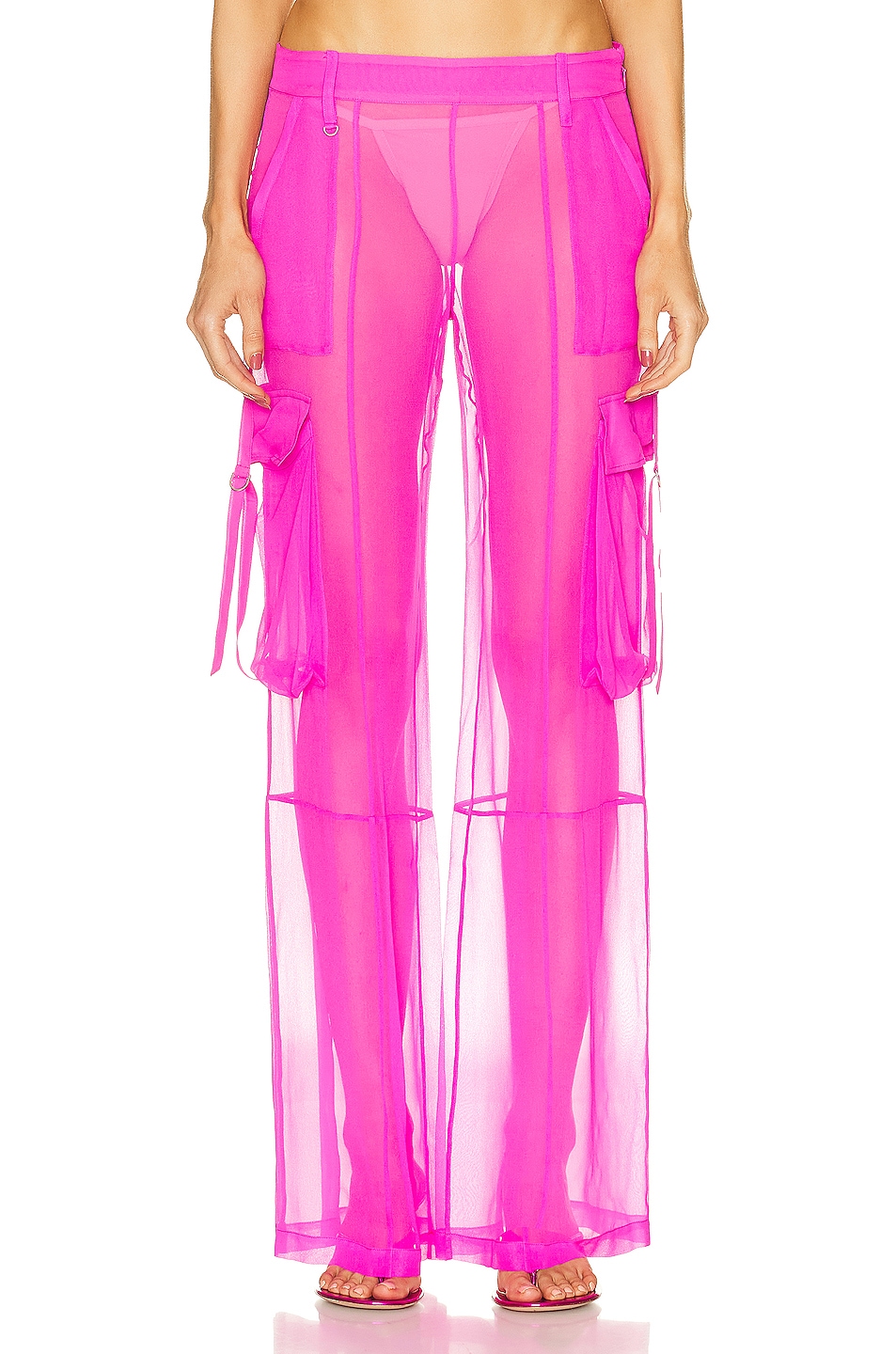 Image 1 of retrofete Viviane Silk Pant in Neon Pink