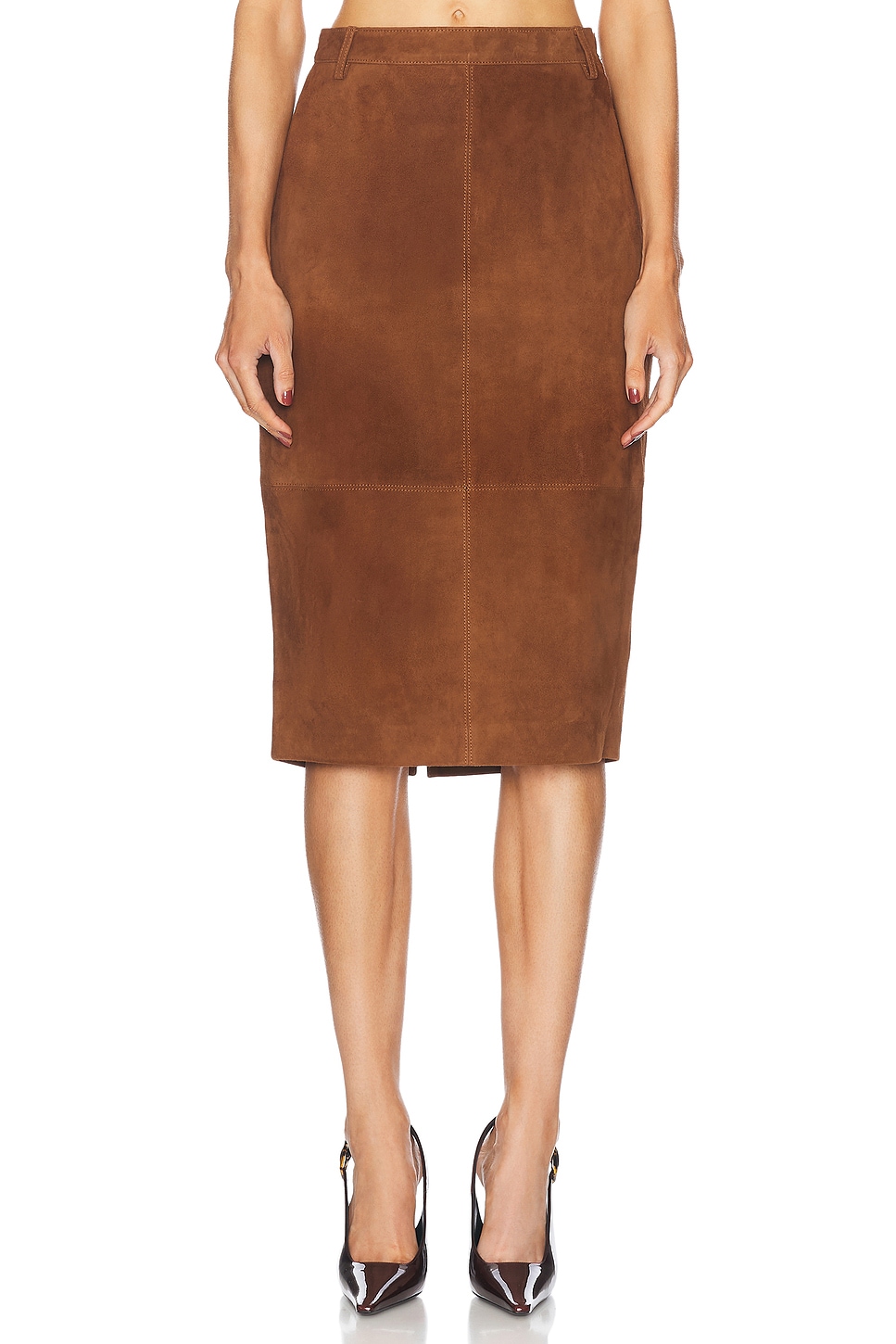 Image 1 of retrofete Marcella Suede Skirt in Cinnamon