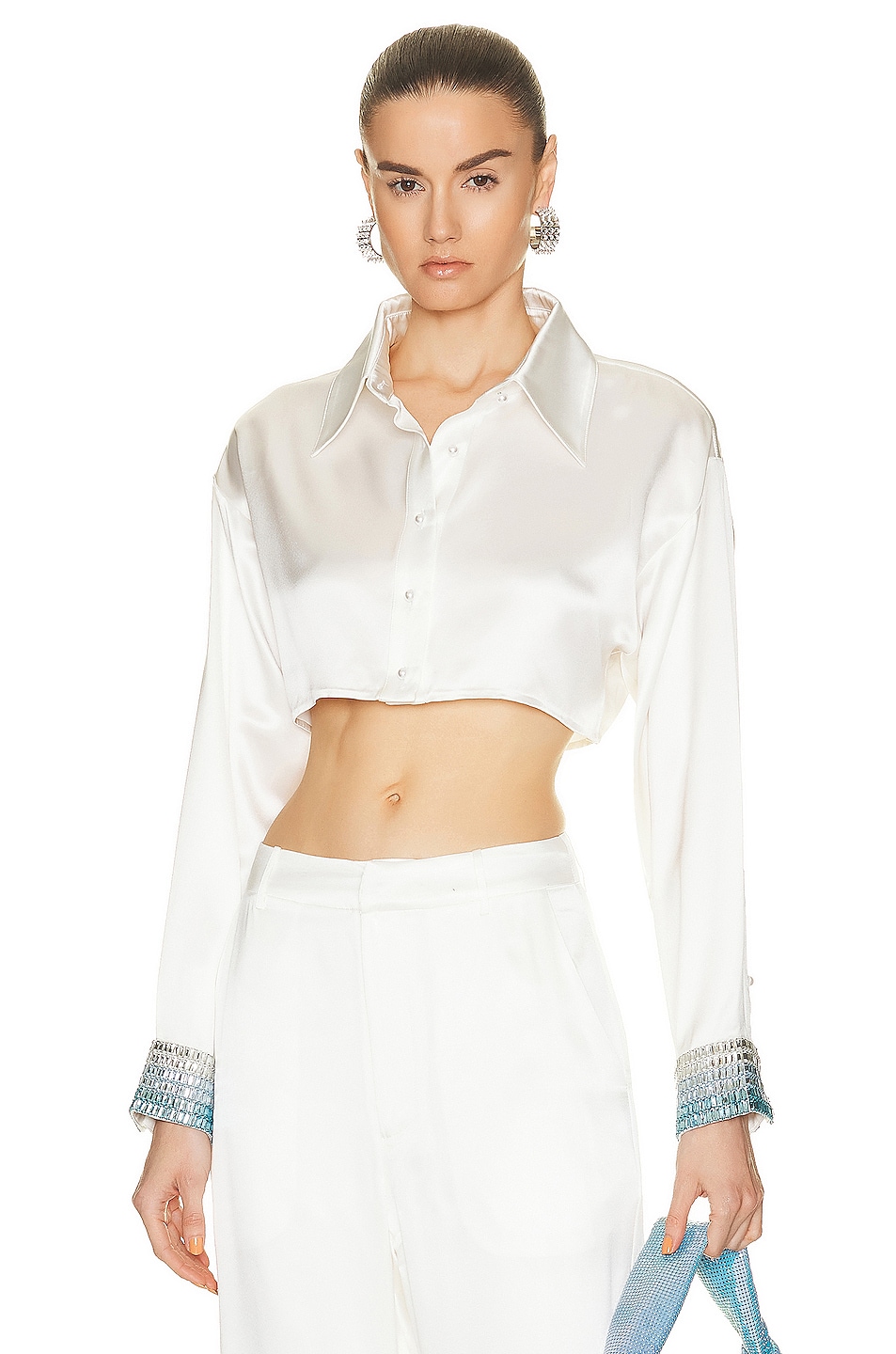 Image 1 of retrofete Cartola Shirt in White & Blue