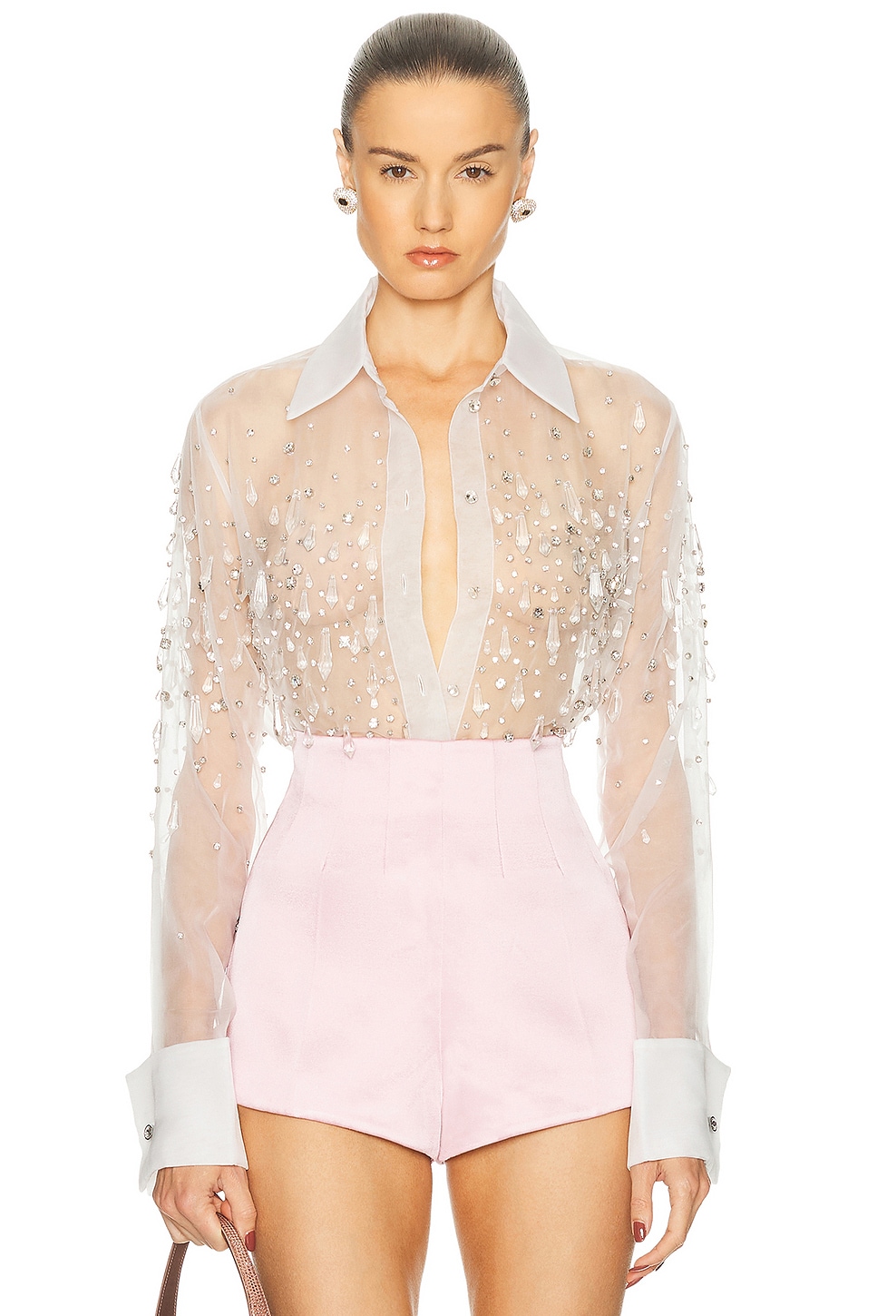 Image 1 of retrofete Aubriella Embellished Shirt in White