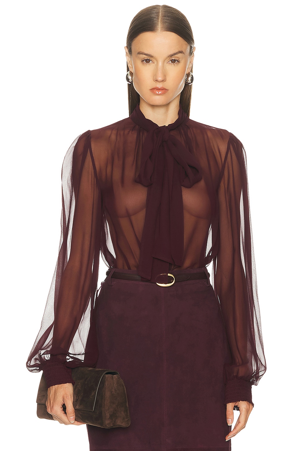 Retroféte Halsi Top In Burgundy