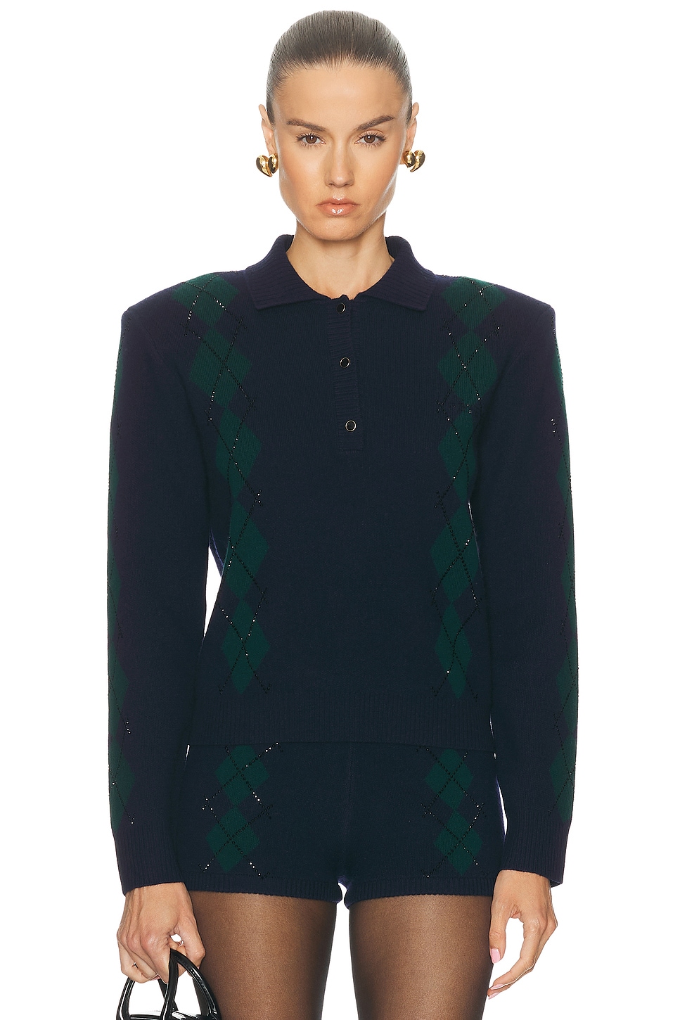 Retroféte Nicolina Embellished Polo Top In Blue