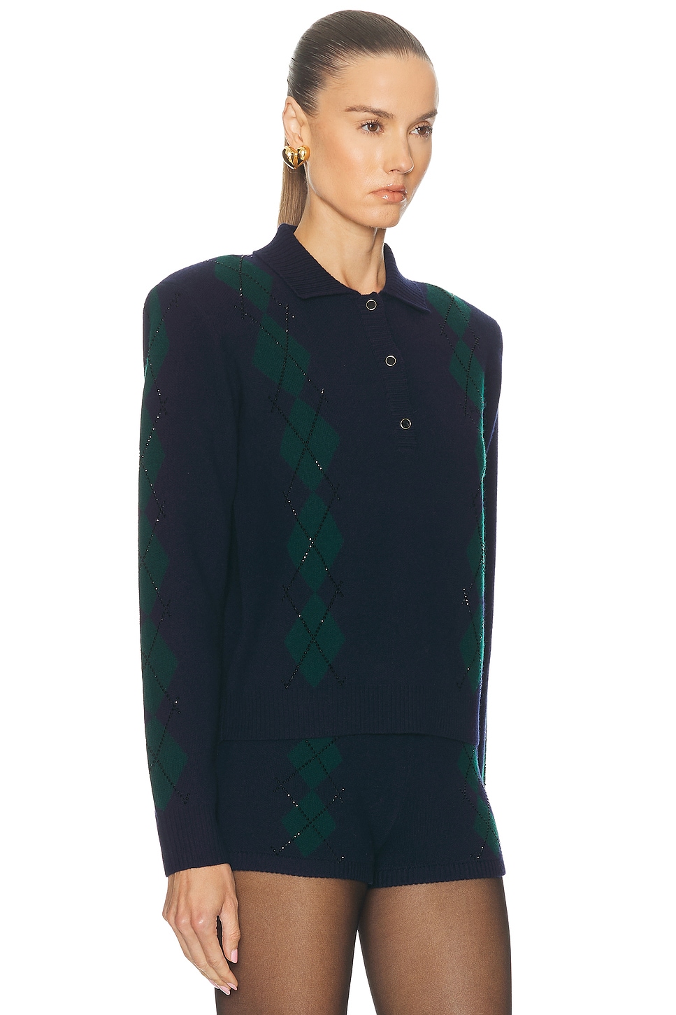 Retroféte Nicolina Embellished Polo Top In Blue