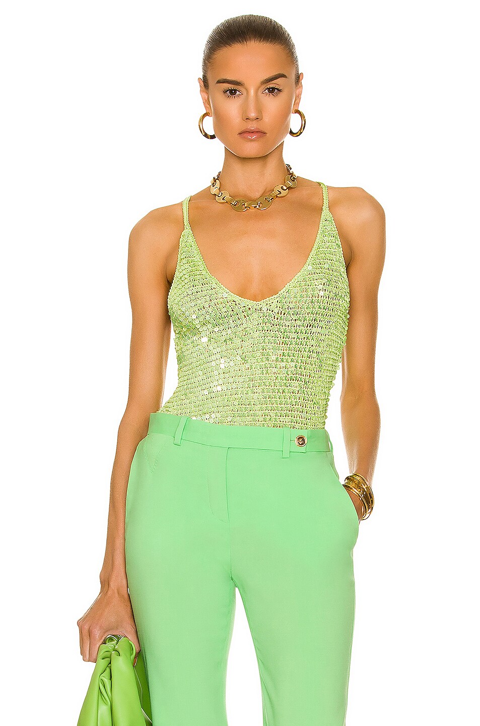 Image 1 of retrofete Molly Top in Lime Green