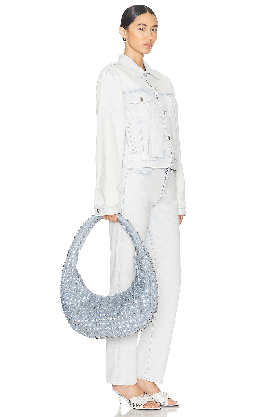 Shop Retroféte Elodie Large Bag In Chambray & Silver