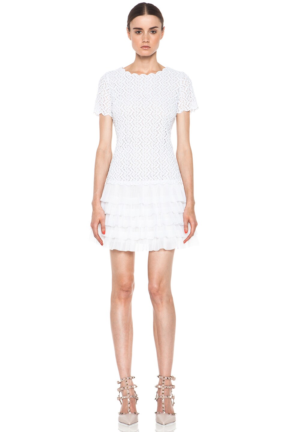 Image 1 of Red Valentino Full Daisy Organza Dress in White