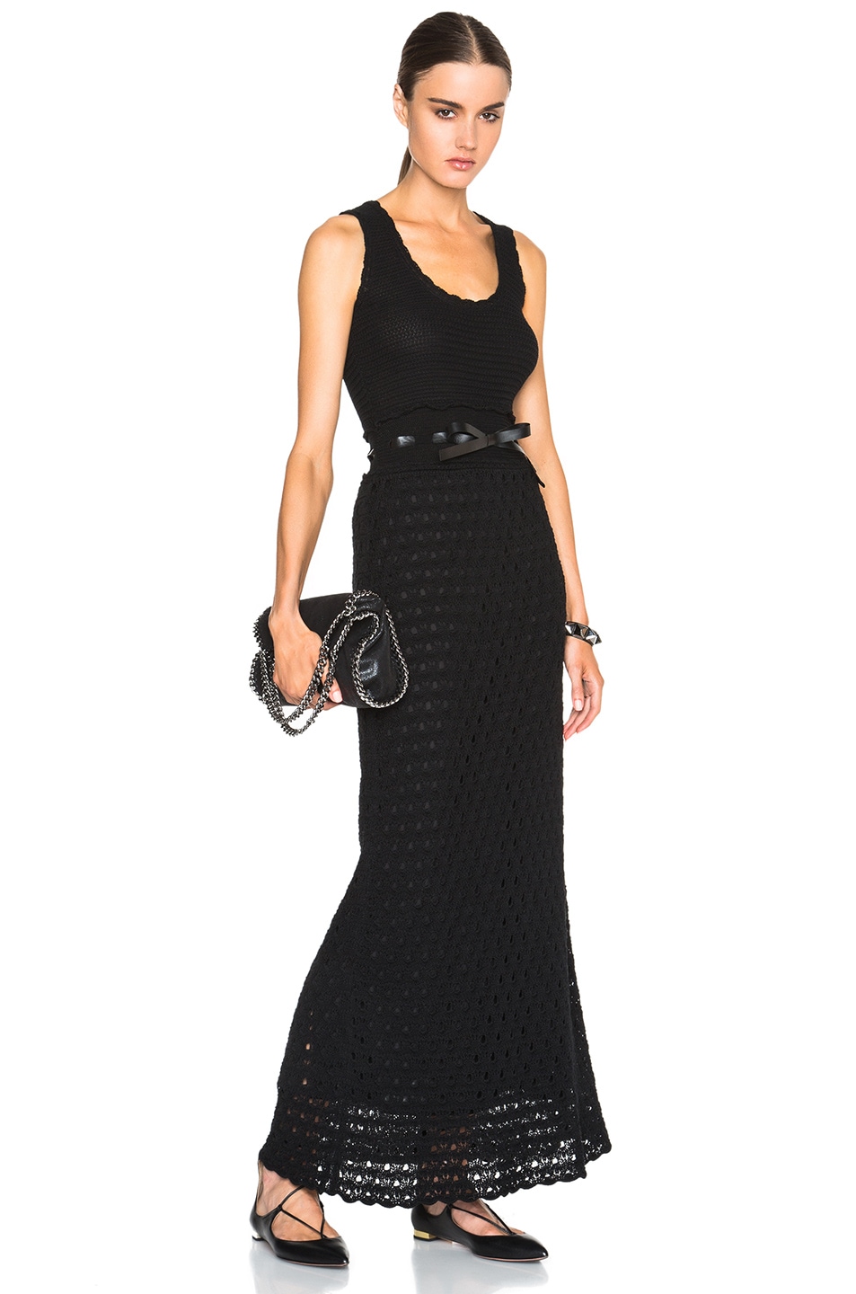 Image 1 of Red Valentino Maxi Crochet Dress in Black