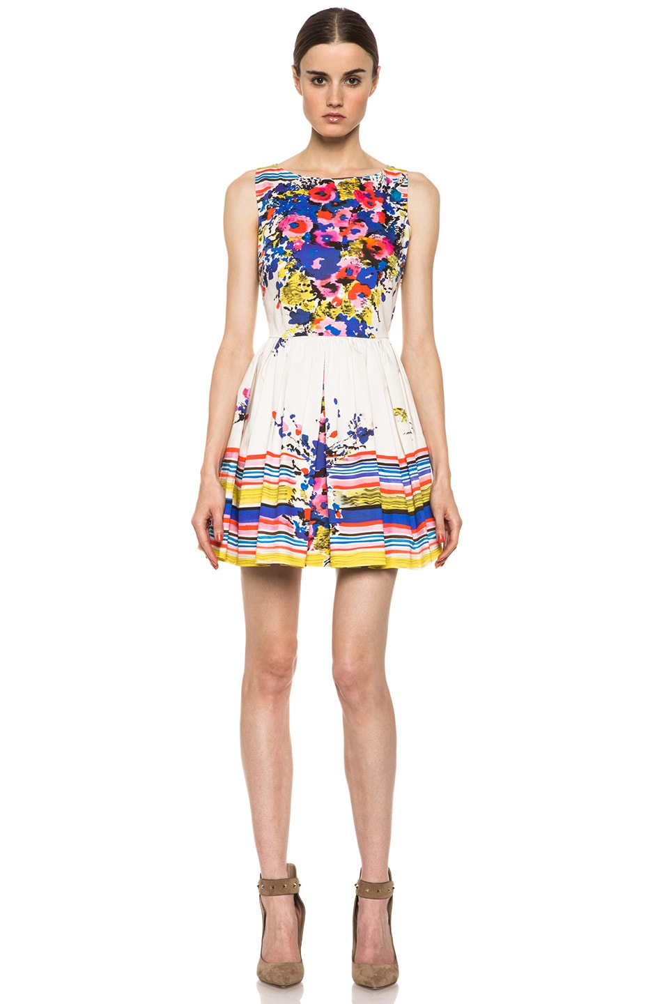 Image 1 of Red Valentino Flowers Bouquet Print Dress in Ibisco