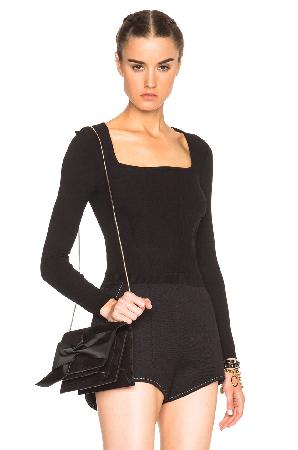 Image 1 of Red Valentino Stretch Knit Top in Black