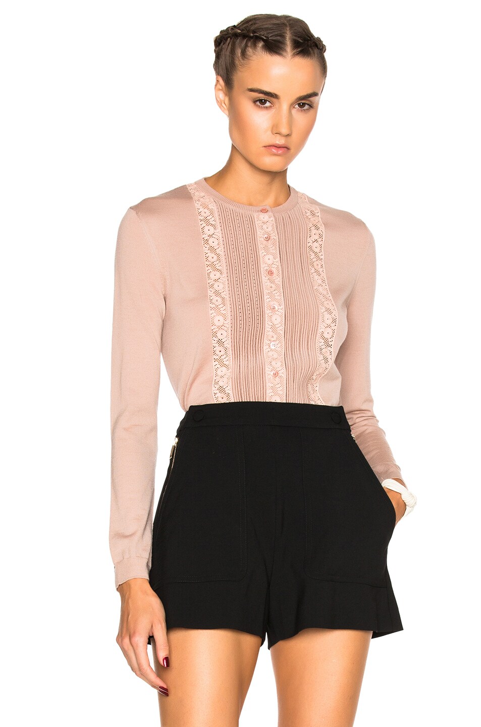 Image 1 of Red Valentino Shear Cardigan Sweater in Nude