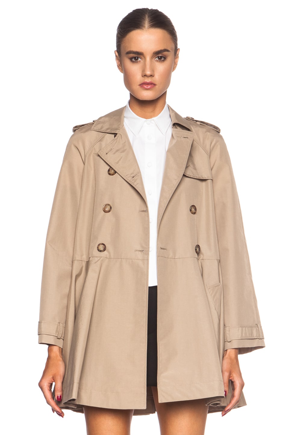 Red Valentino Canvas Polyamide Trench Coat in Dune | FWRD