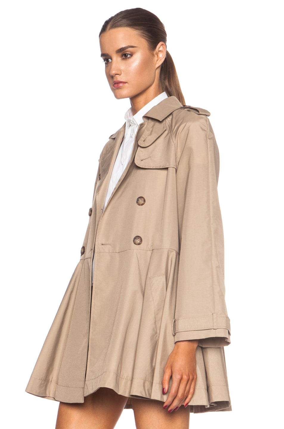 Red Valentino Canvas Polyamide Trench Coat in Dune | FWRD