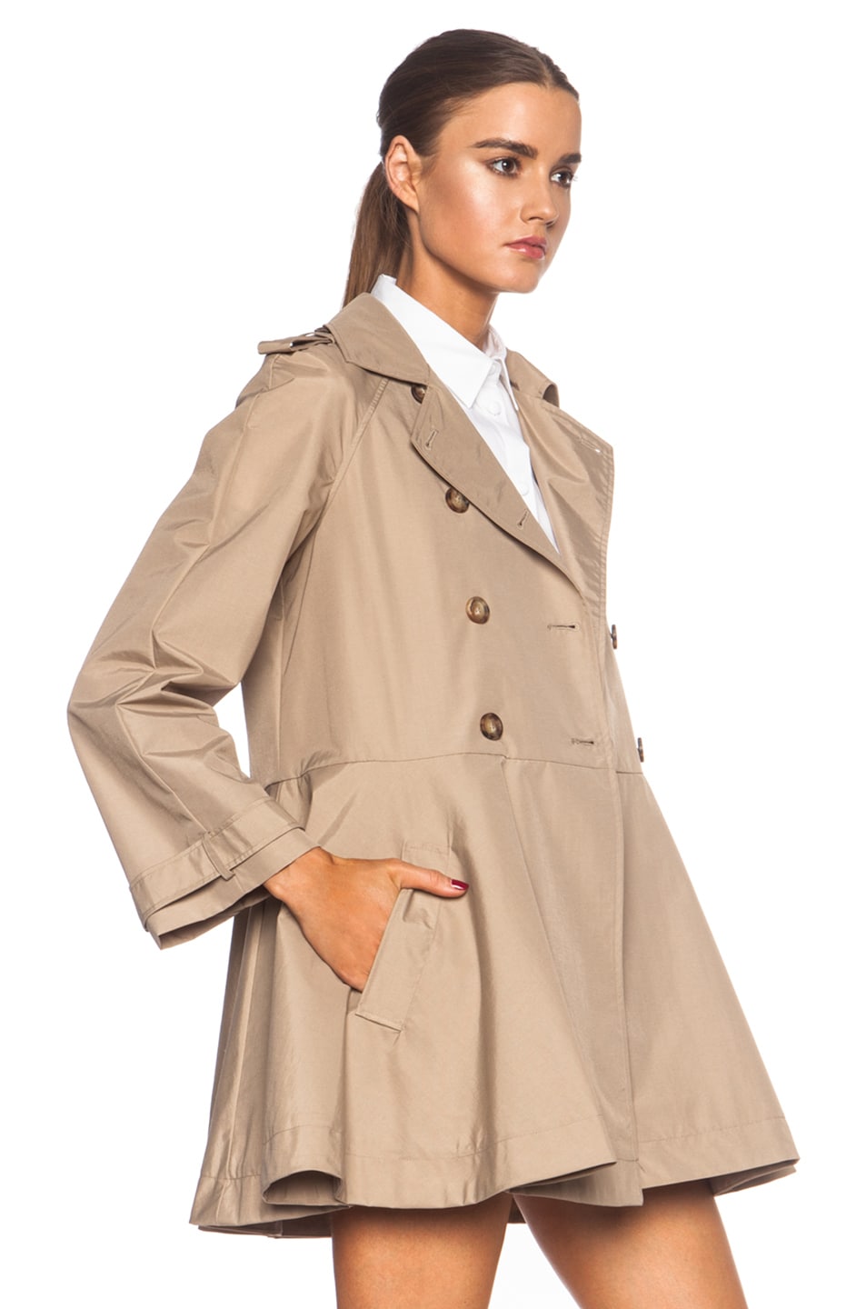 Red Valentino Canvas Polyamide Trench Coat in Dune | FWRD
