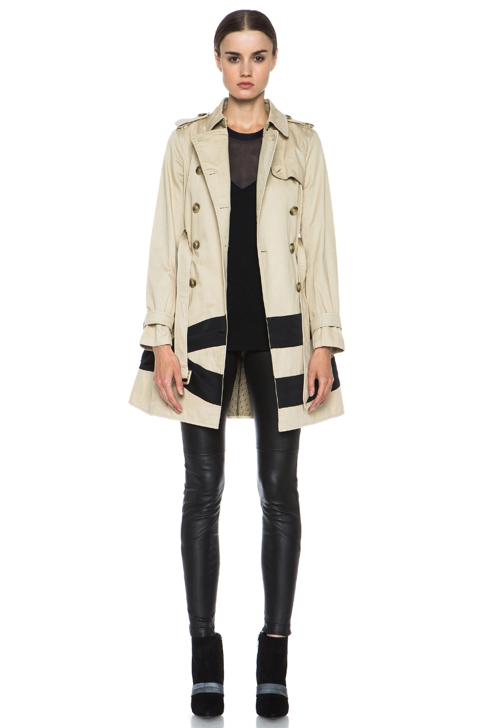 Image 1 of Red Valentino A-Line Cotton Trench Coat in Khaki