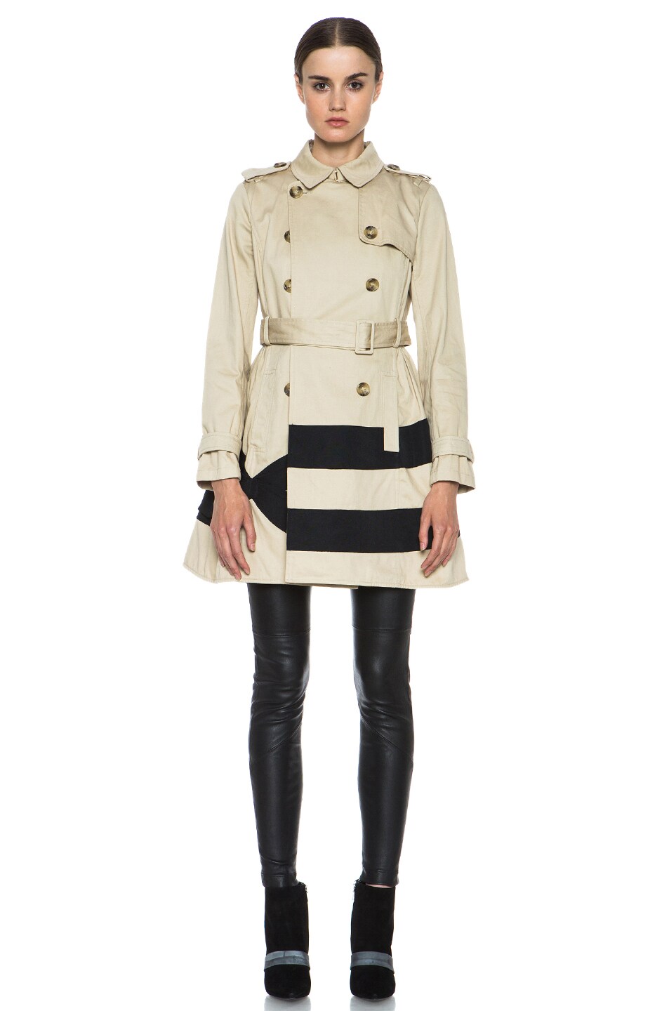 Red Valentino A-Line Cotton Trench Coat in Khaki | FWRD