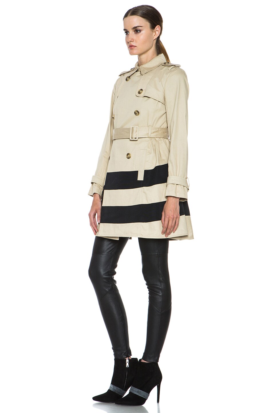 Red Valentino A-Line Cotton Trench Coat in Khaki | FWRD