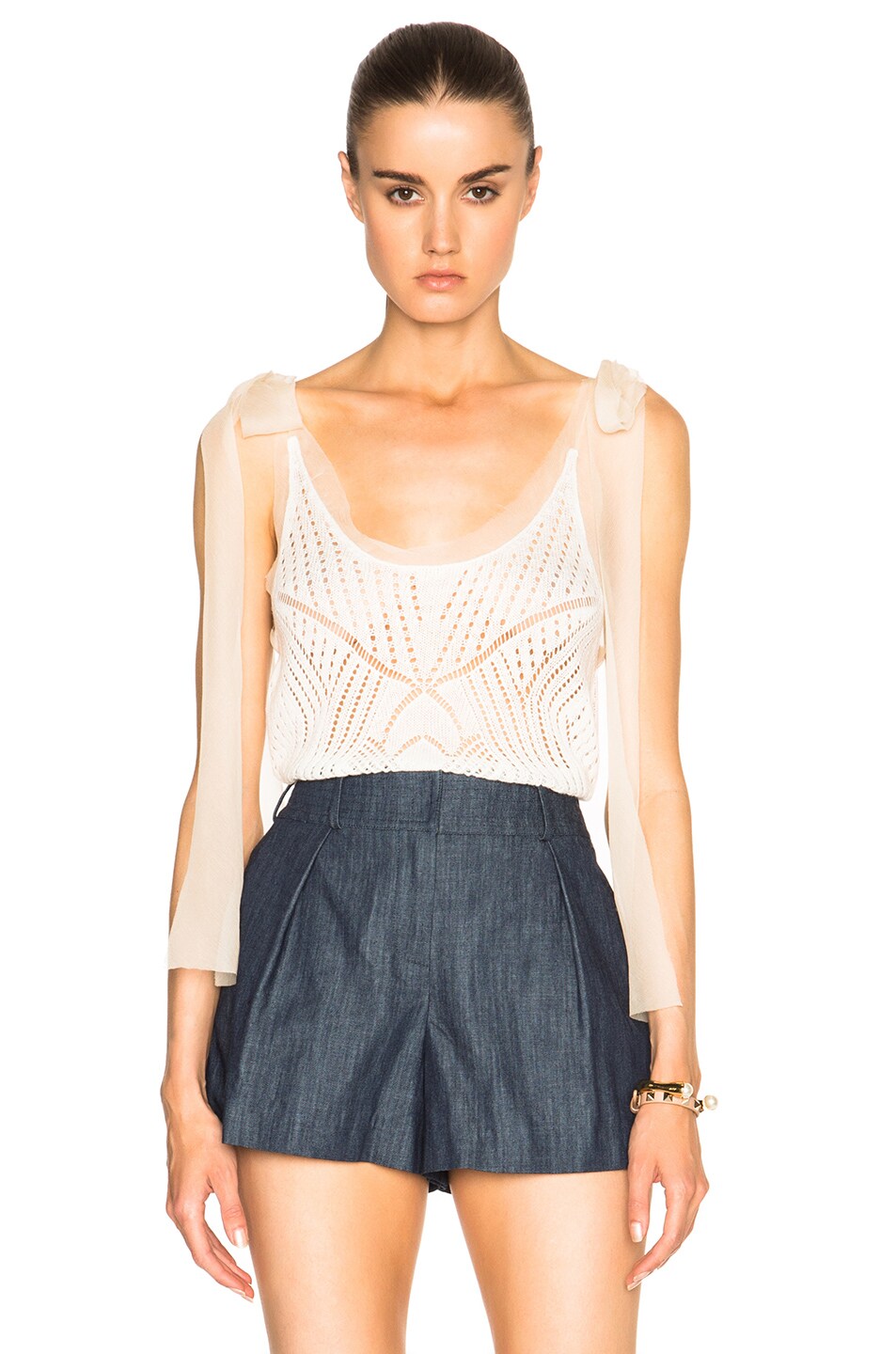 Image 1 of Red Valentino Crochet Knit Top in Ivory