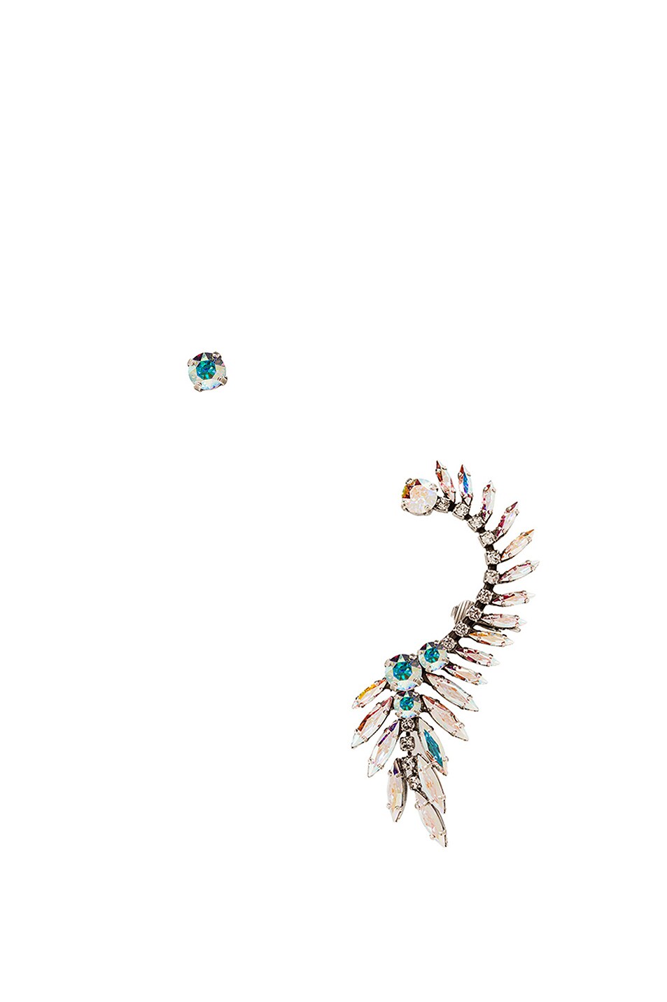 Image 1 of Ryan Storer Plated Ear Cuff with Swarovski Crystal & Pearl in Silver Iridescent