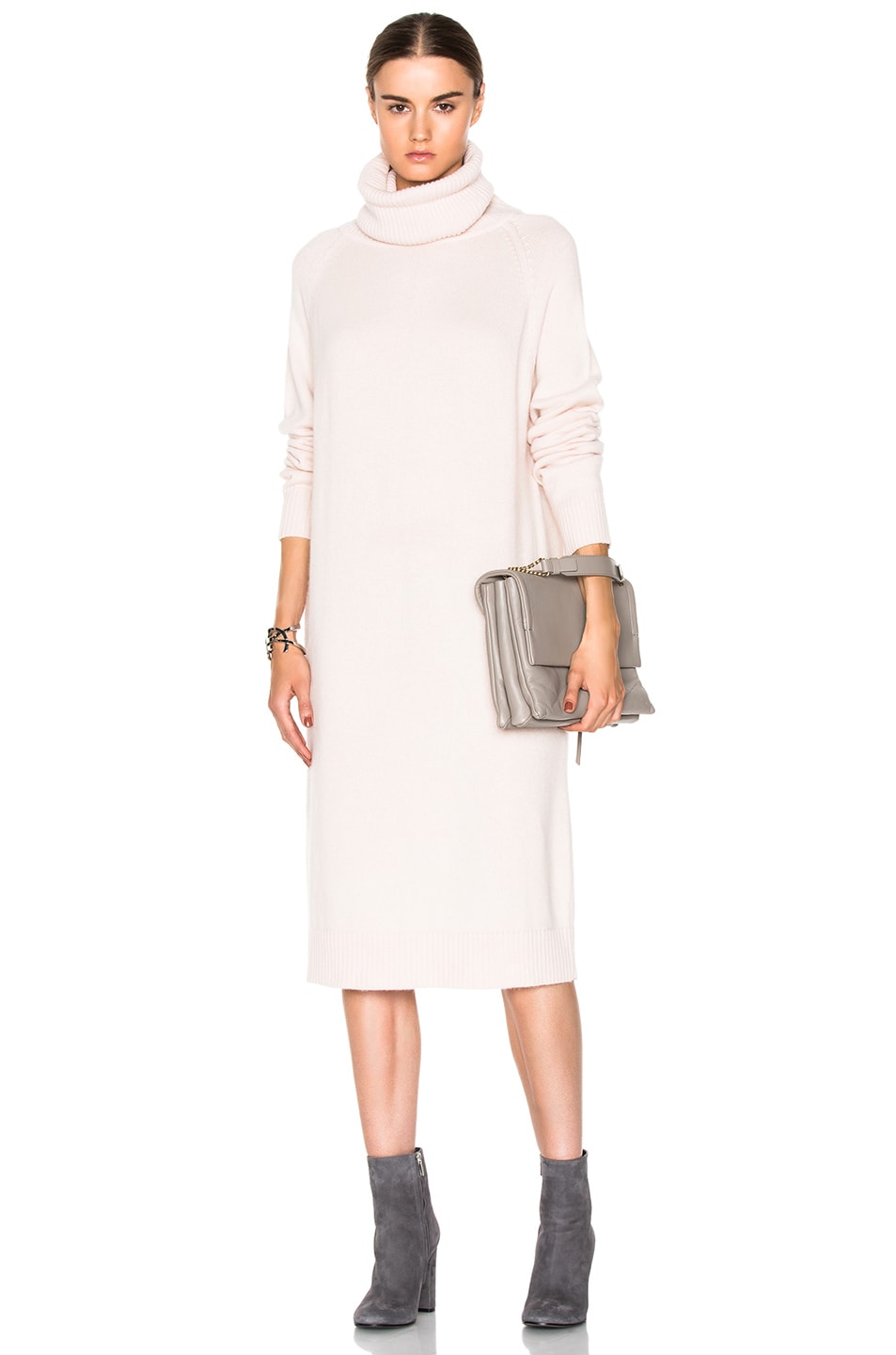 Image 1 of Ryan Roche Turtleneck Sweater Dress in Pale Apricot