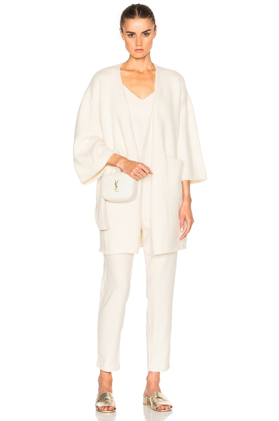 Image 1 of Ryan Roche Cashmere Open Cardigan in Ivory