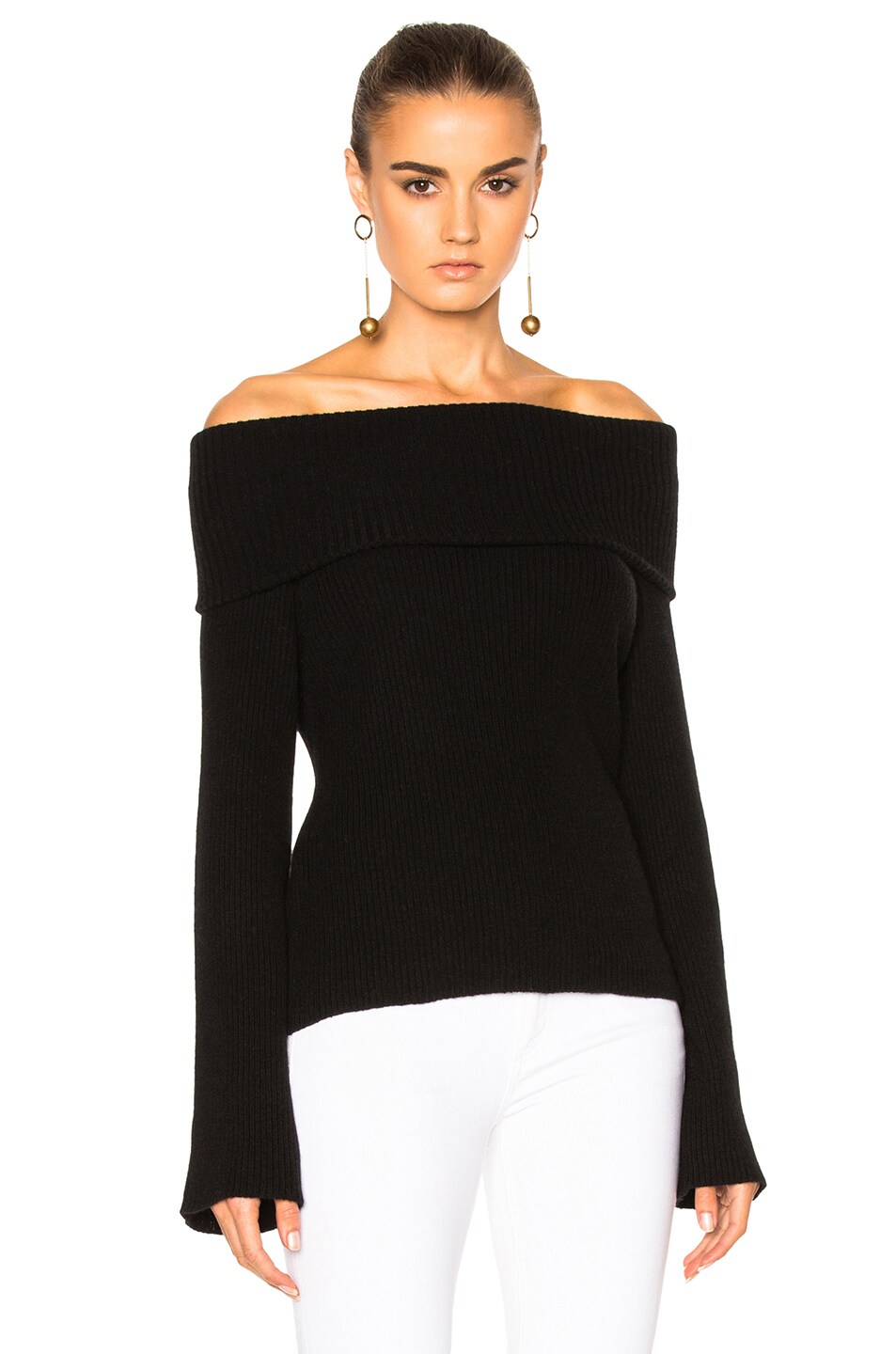 Image 1 of Ryan Roche FWRD Exclusive Off the Shoulder Sweater in Black