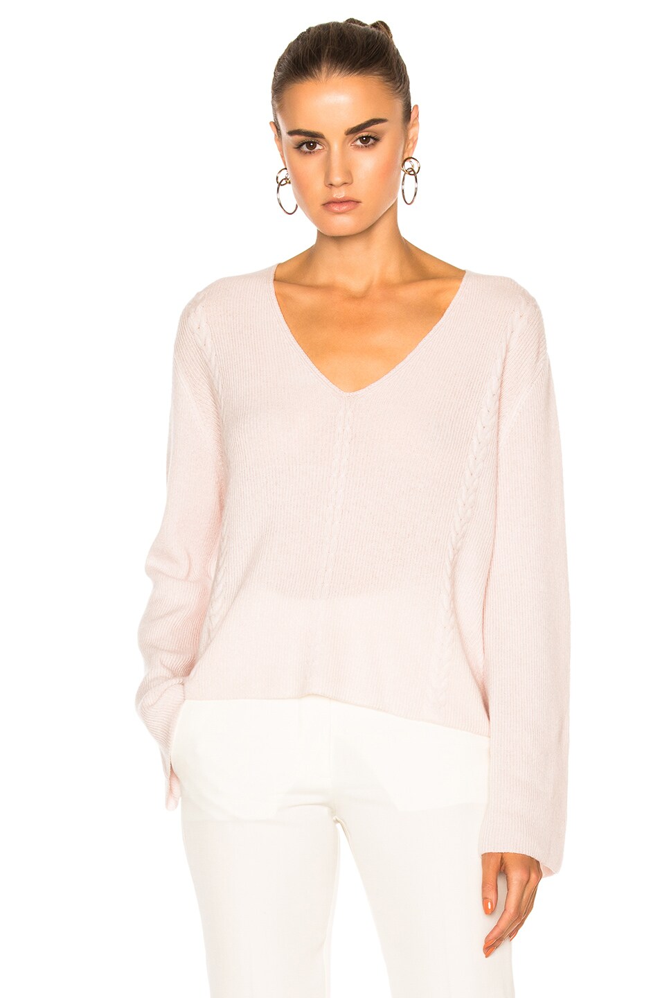 Image 1 of Ryan Roche for FWRD V Neck Knit Sweater in Champagne Pink