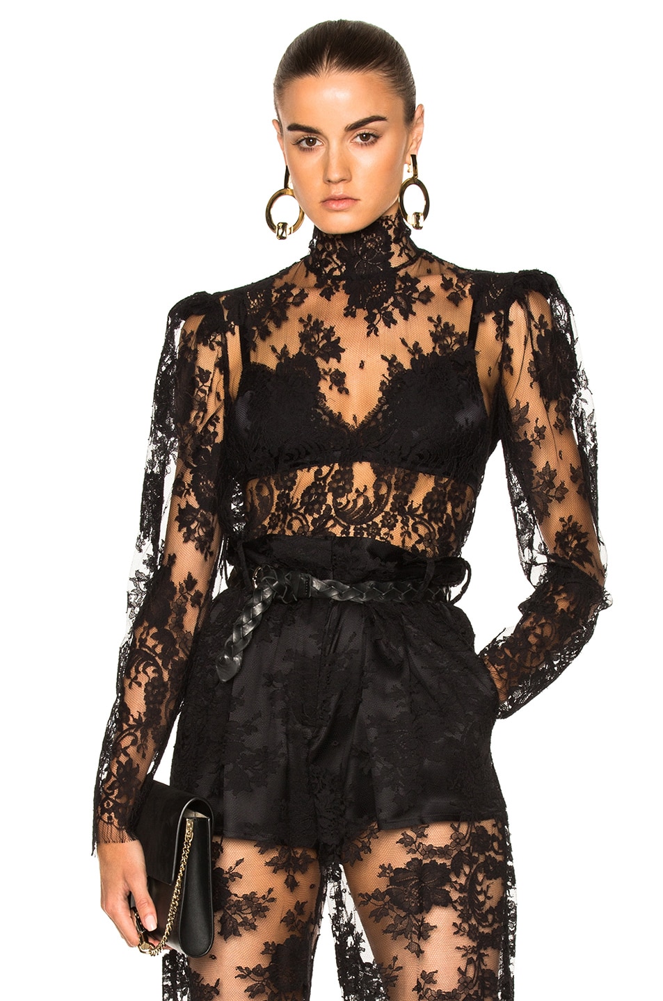 Image 1 of Ryan Roche Lace Blouse Top in Black