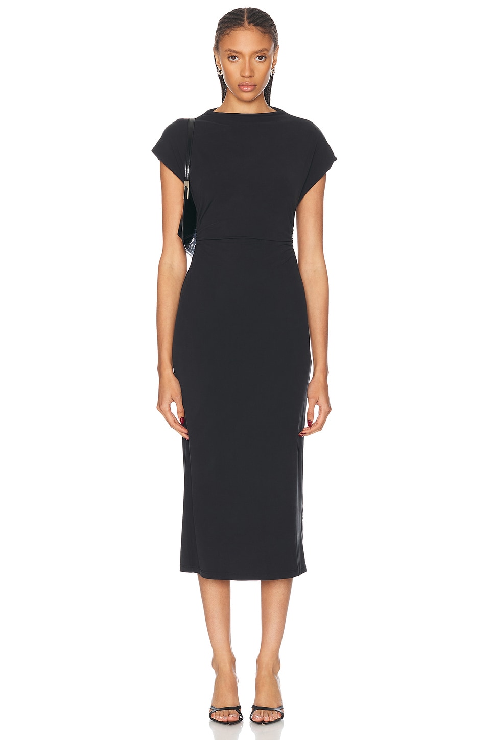 Sablyn Mesa Slouchy Mock Neck Midi Dress In Black