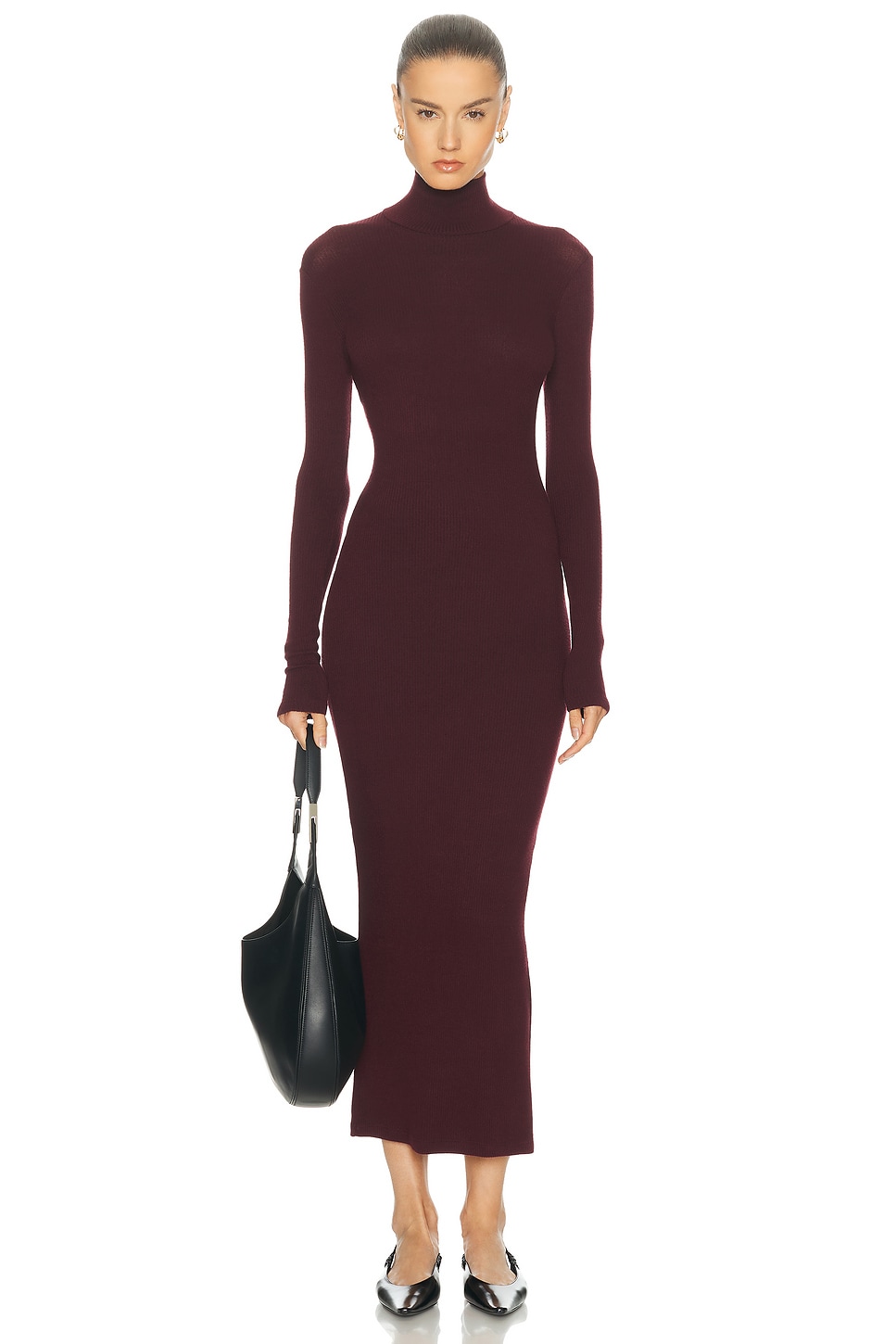 Image 1 of SABLYN Gab Turtleneck Rib Dress in Bordeaux
