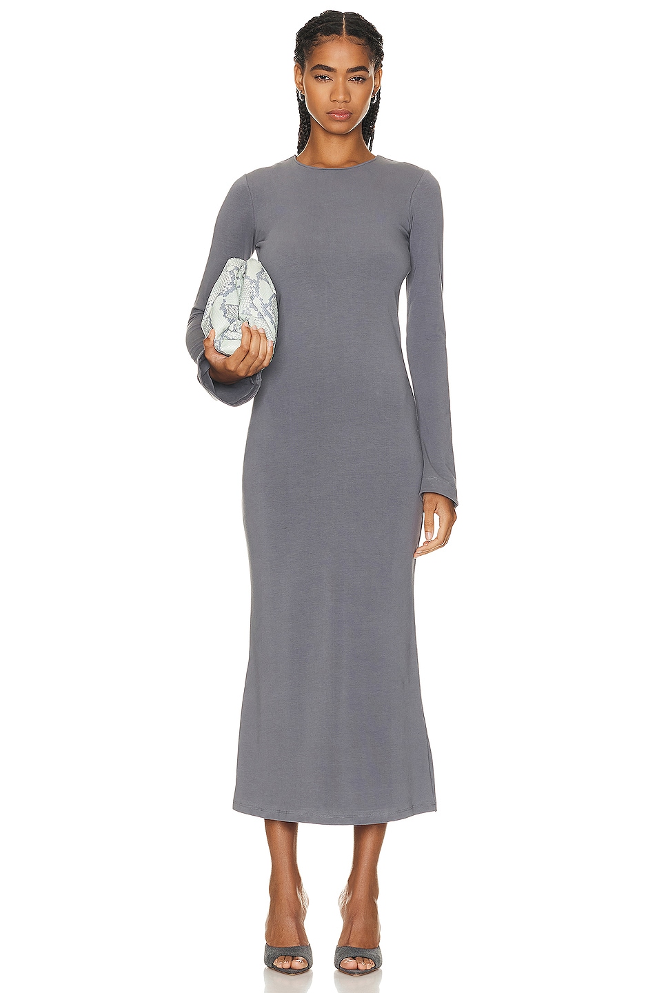 Jeanette Bell Sleeve Dress in Grey