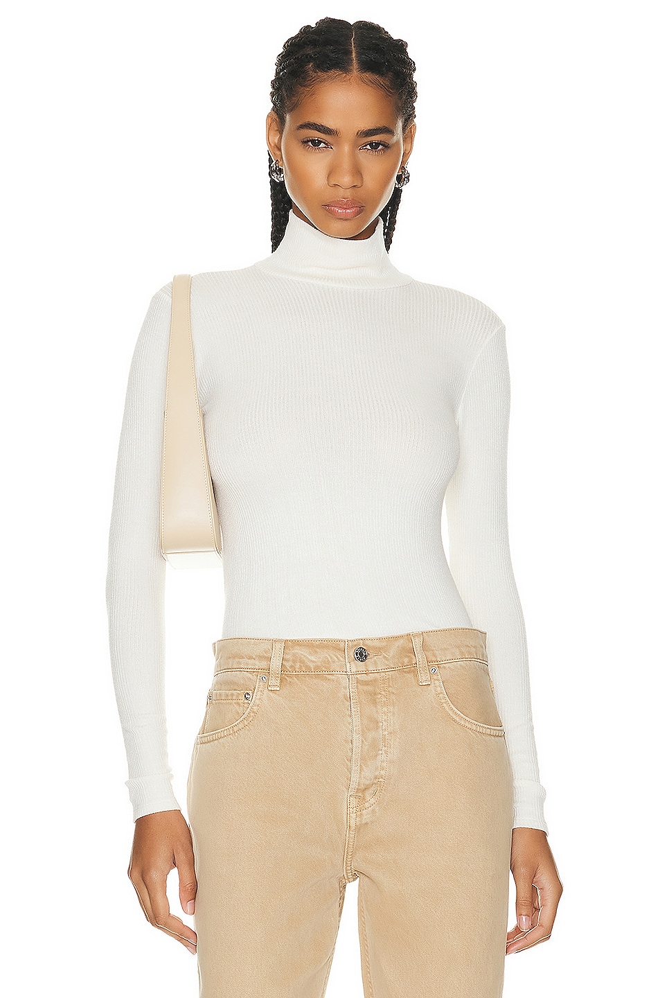 SABLYN Archer Rib Turtleneck Sweater in Gardenia | FWRD