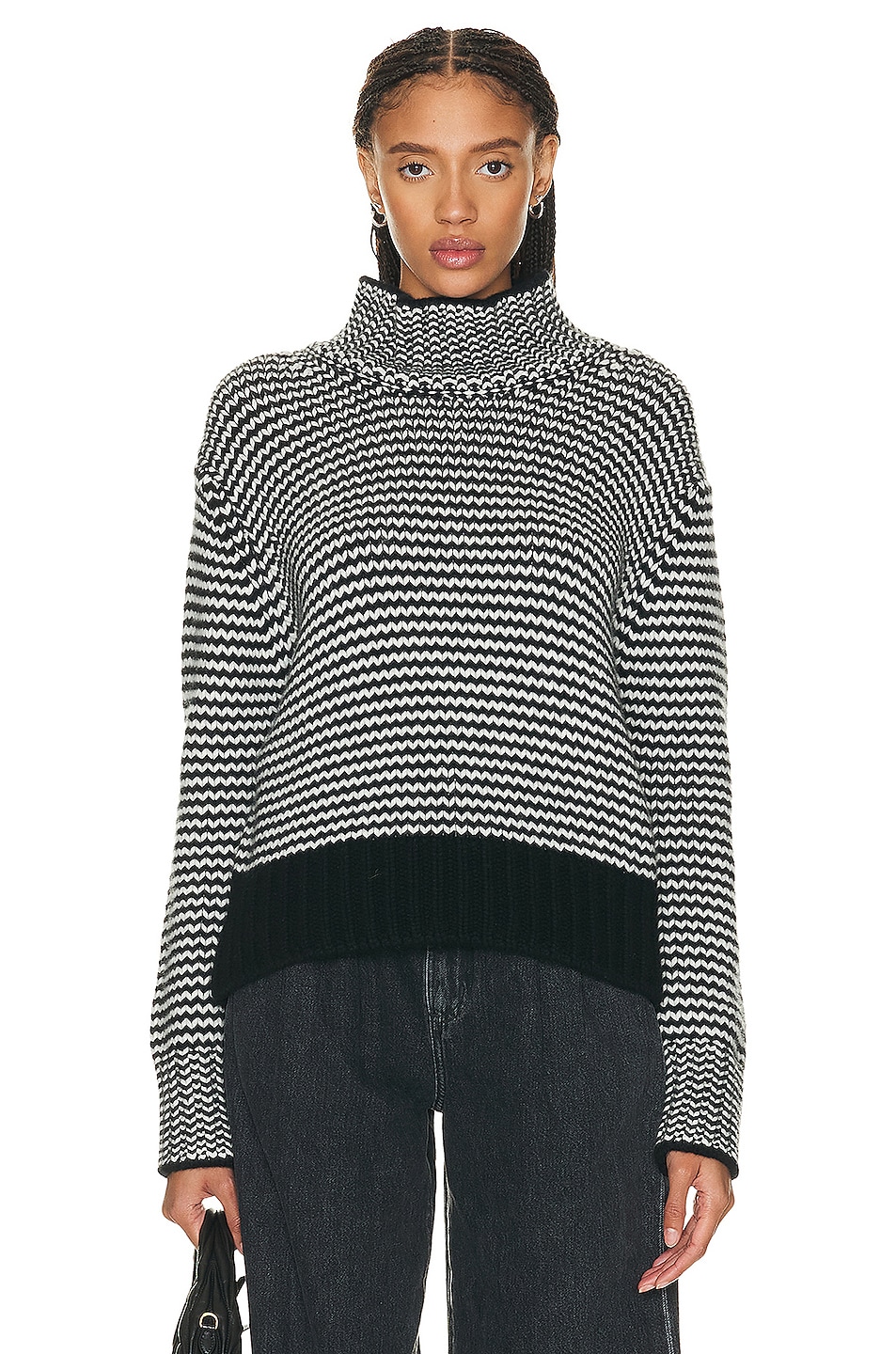 Image 1 of SABLYN Everett Cashmere Sweater in Black Stripe