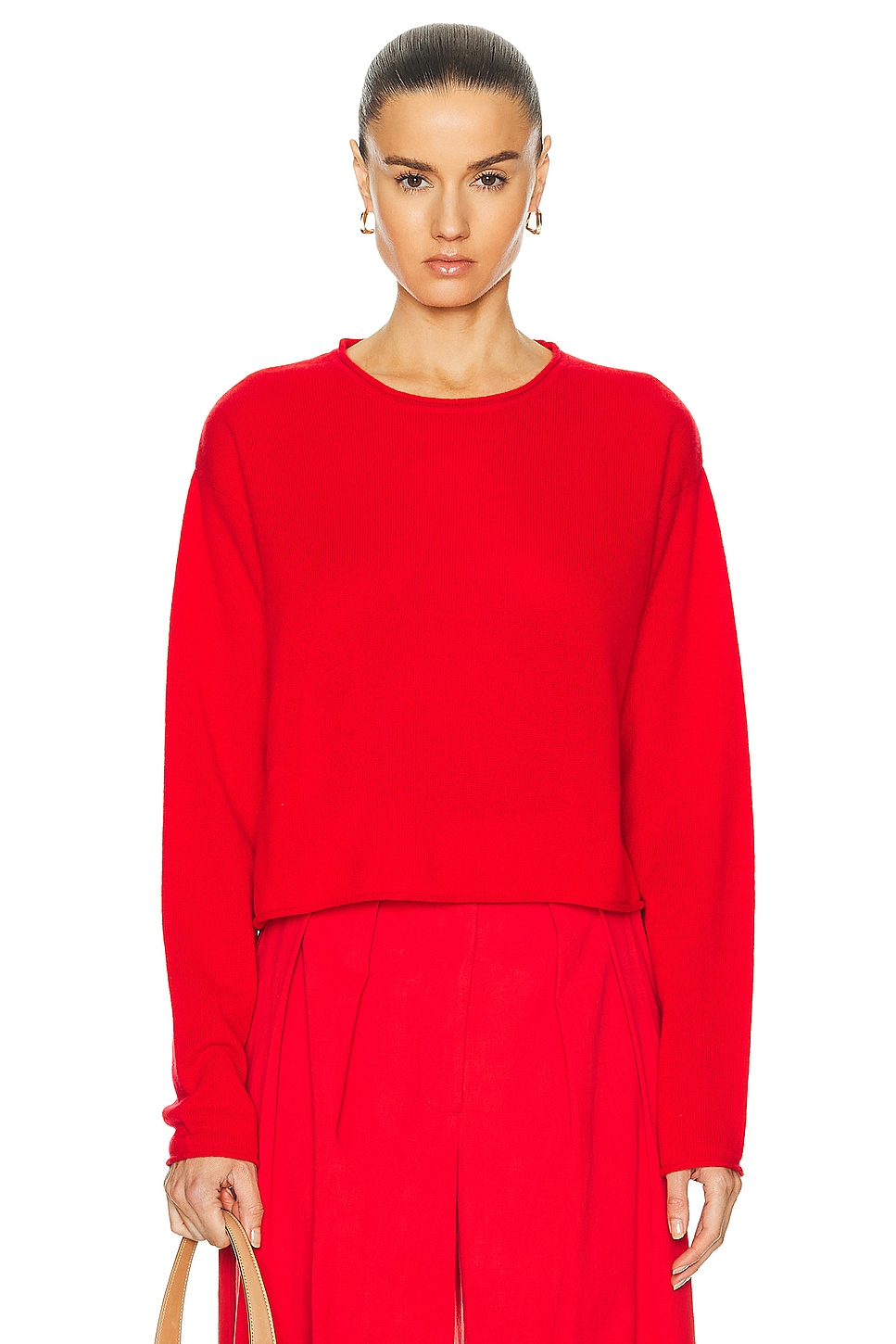 Image 1 of SABLYN Lance Rolled Hem Pullover Sweater in Scarlet