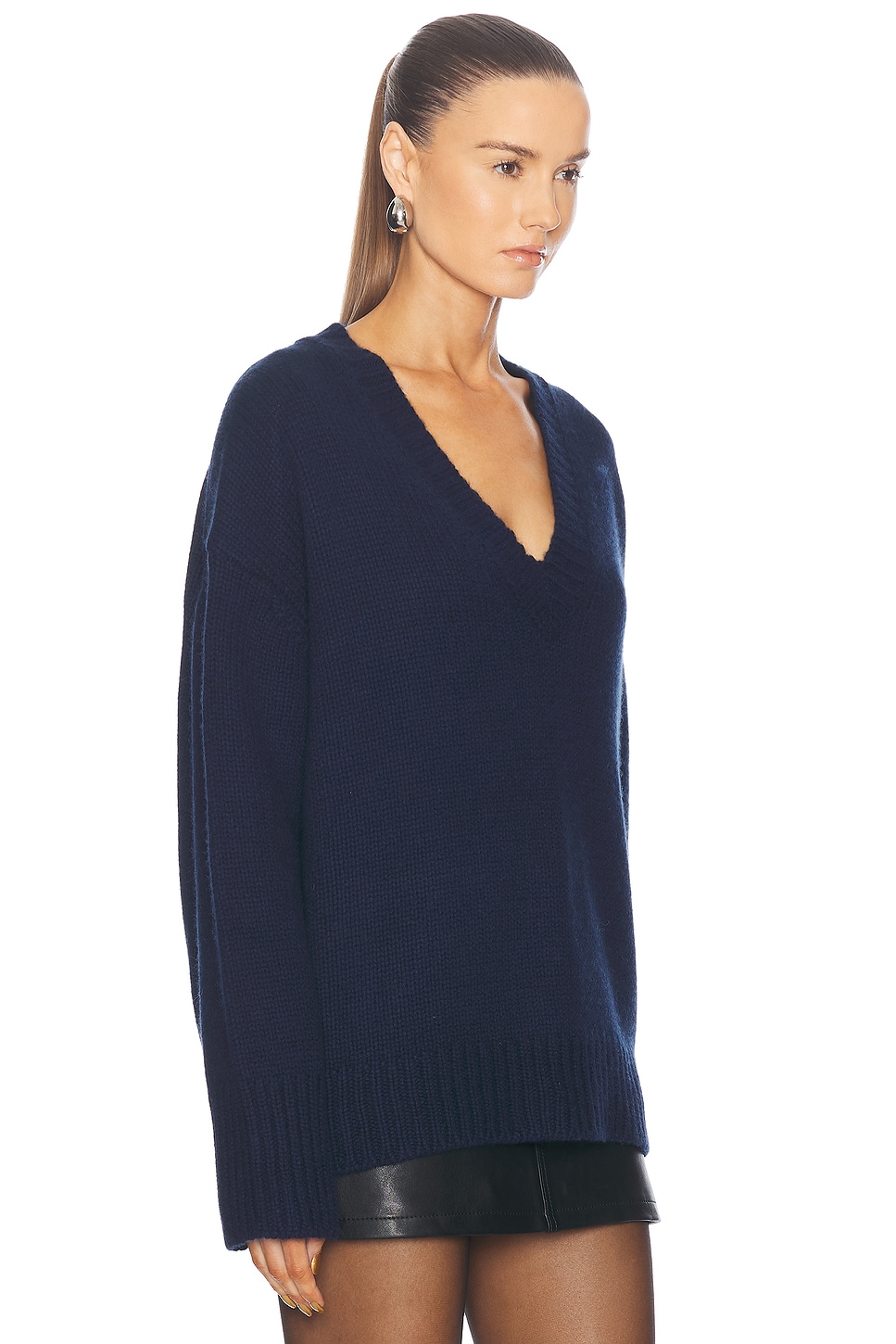 Shop Sablyn Nylah Boyfriend V Neck Sweater In Midnight Navy