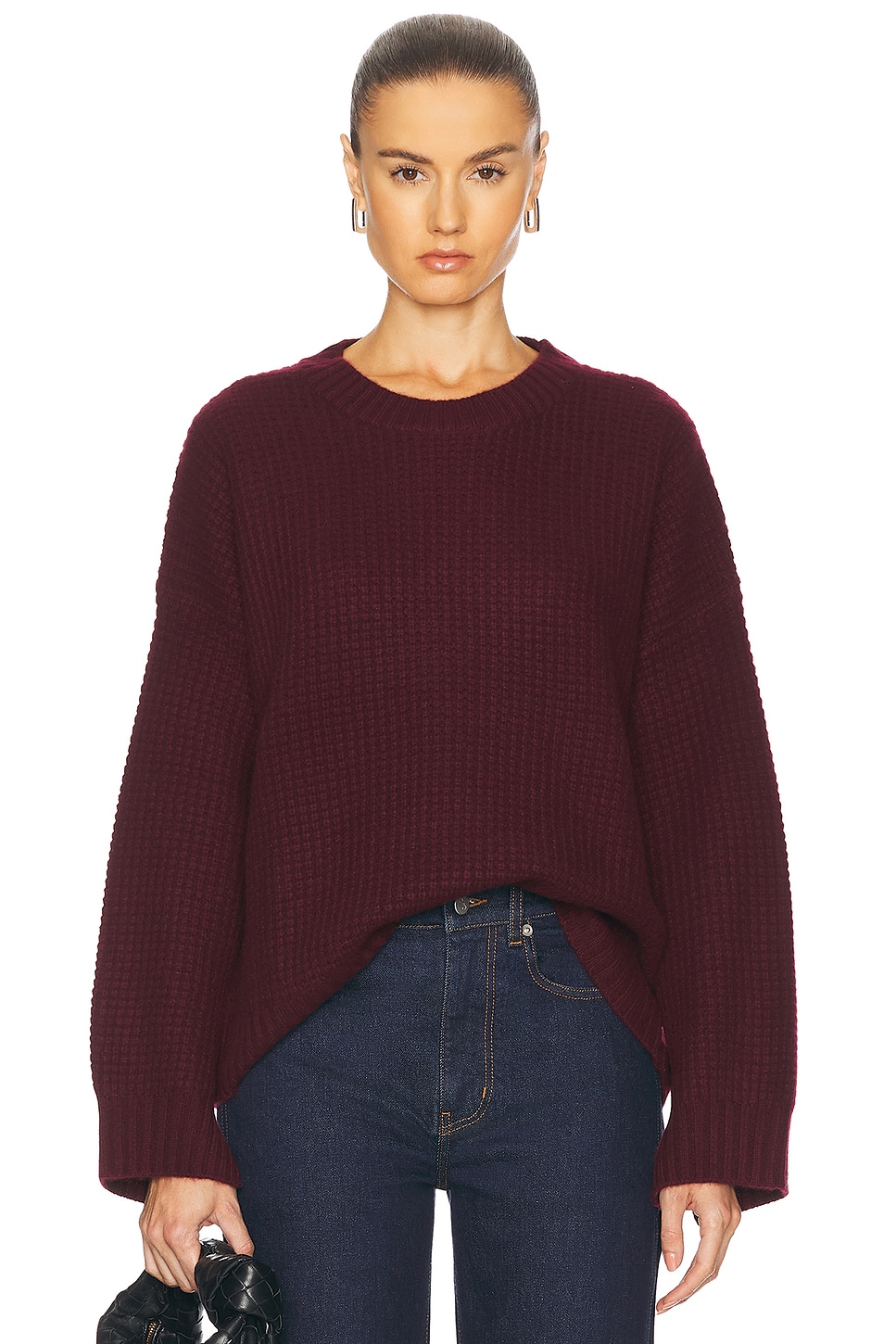 Sablyn Cy Slouchy Ribbed Crewneck Sweater In Brown