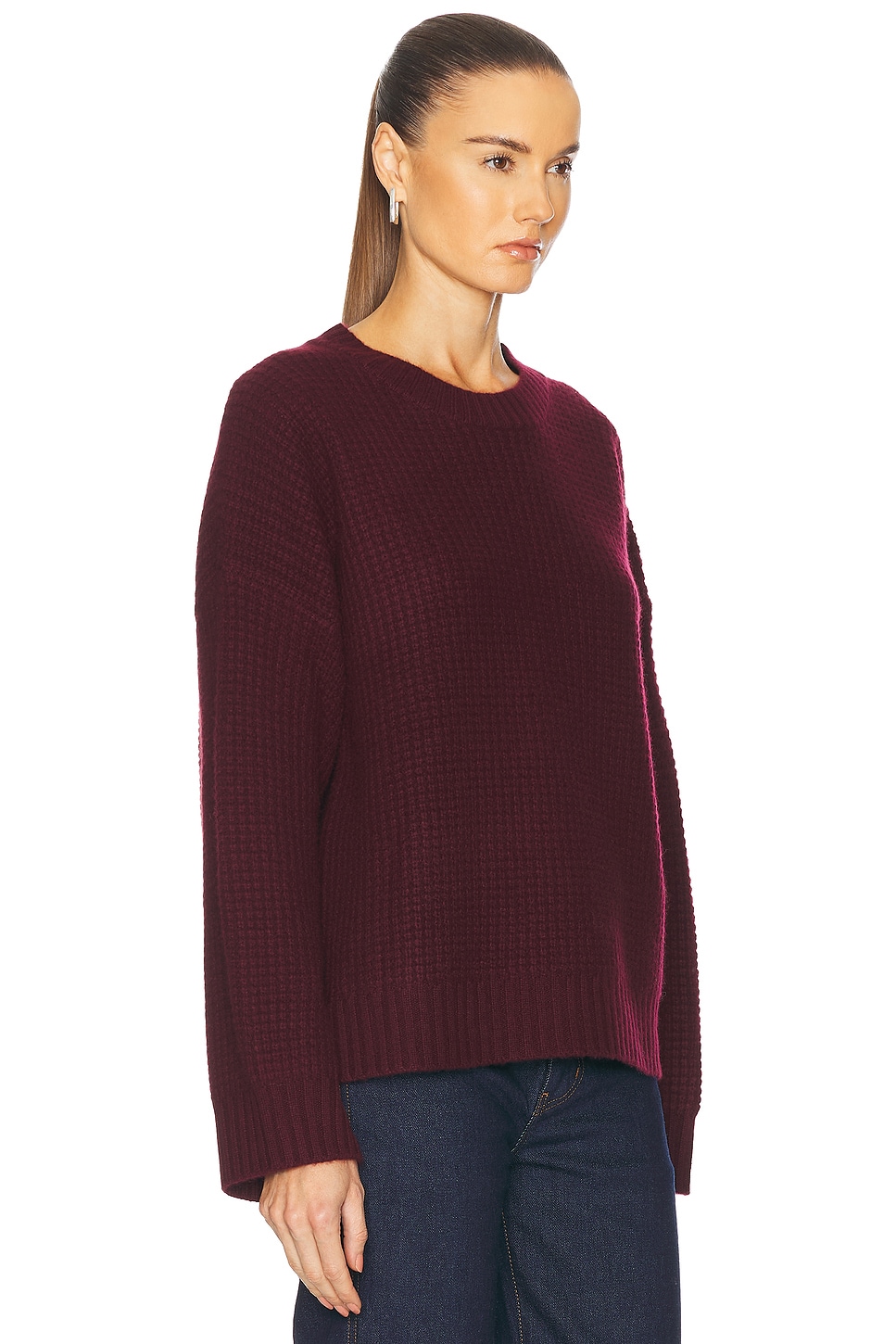 Shop Sablyn Cy Slouchy Ribbed Crewneck Sweater In Bordeaux