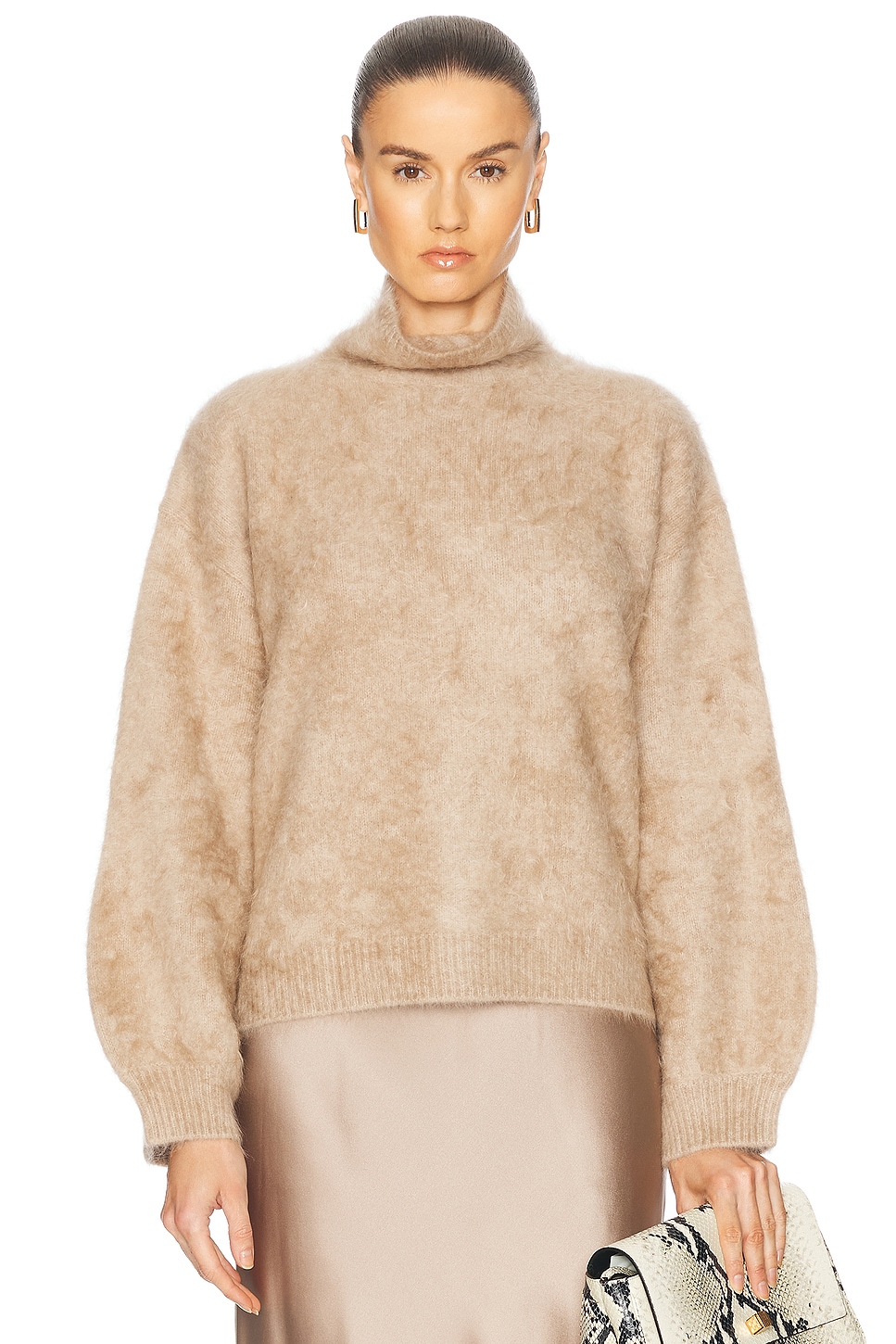 Asher Slouchy Turtleneck Sweater in Beige