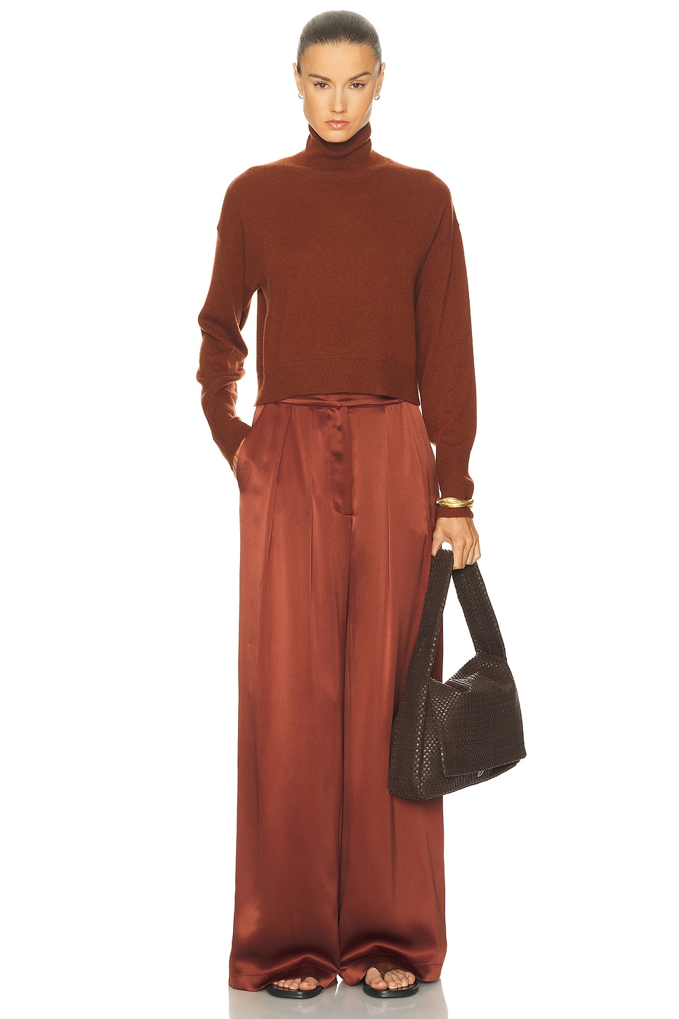 Image 5 of SABLYN Brooke High Rise Double Pleat Trouser in Mahogany