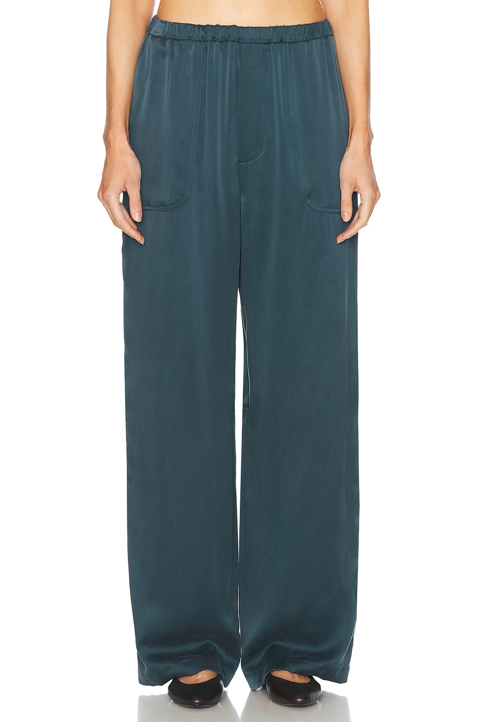 Lenon Silk Utility Pull On Pant in Teal